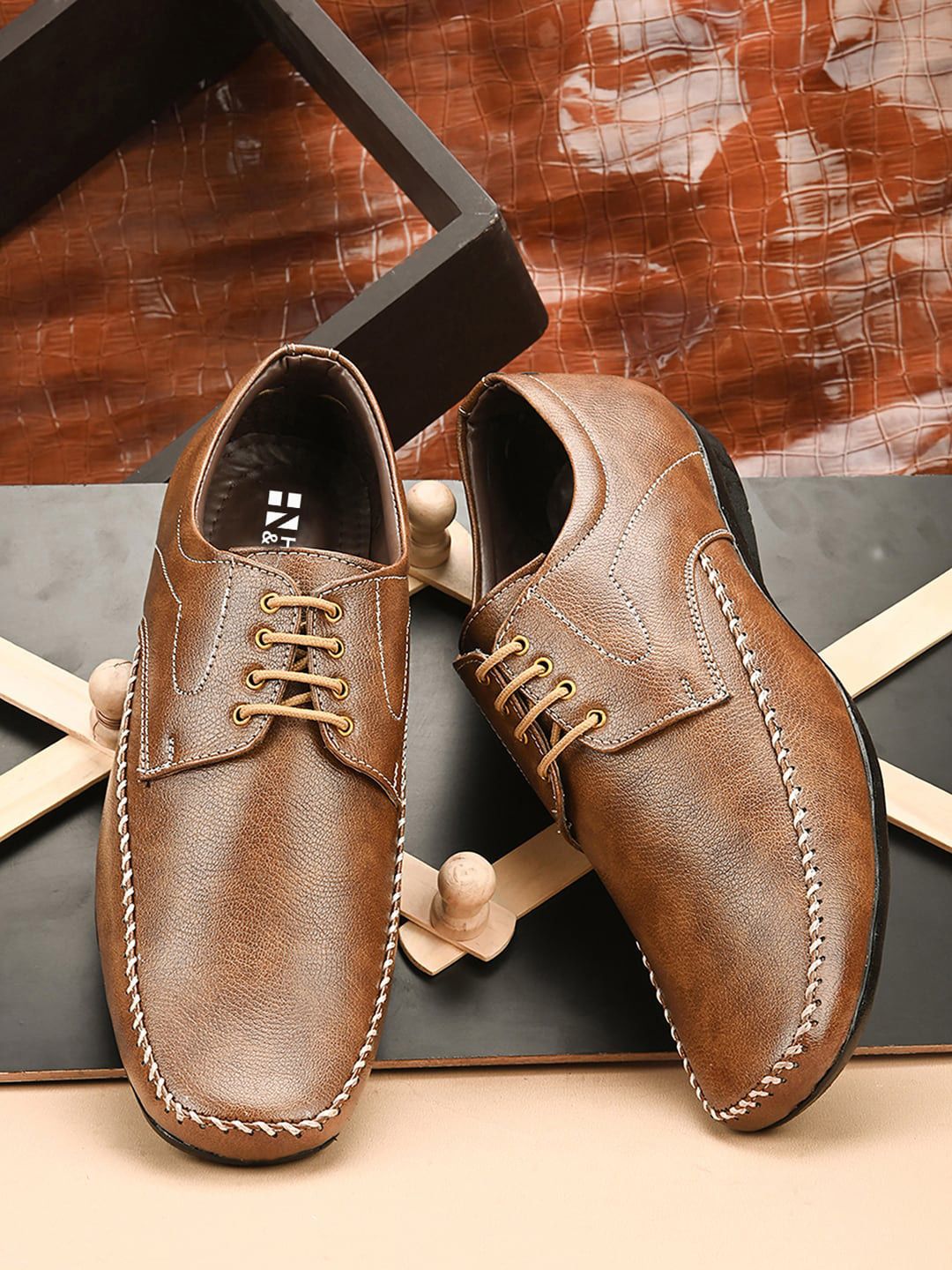 HERE&NOW Men Tan Derbys Formal Shoes-picture-18