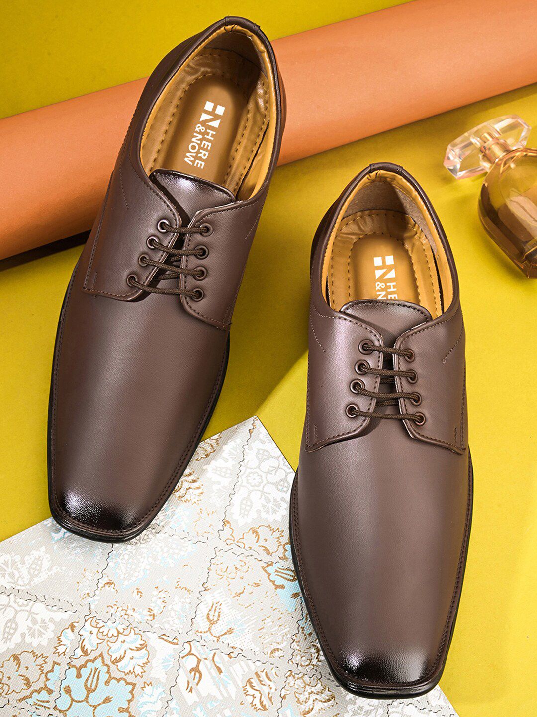 HERE&NOW Men Brown Derbys Formal Shoes-picture-13