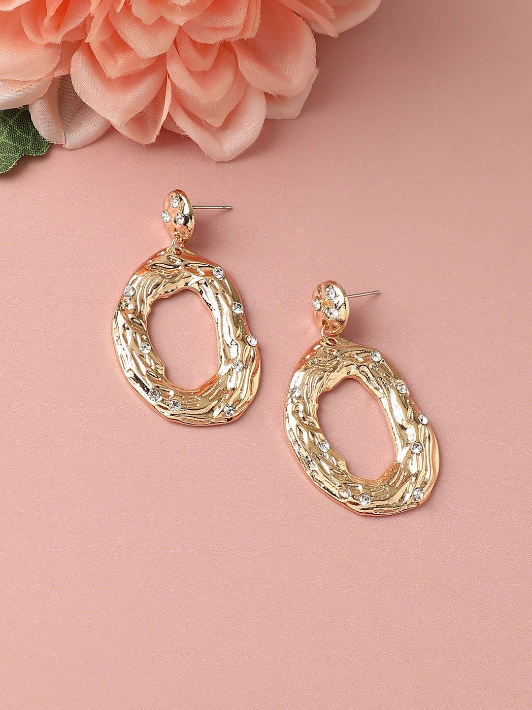 SOHI Gold-Plated Circular Drop Earrings-image-40