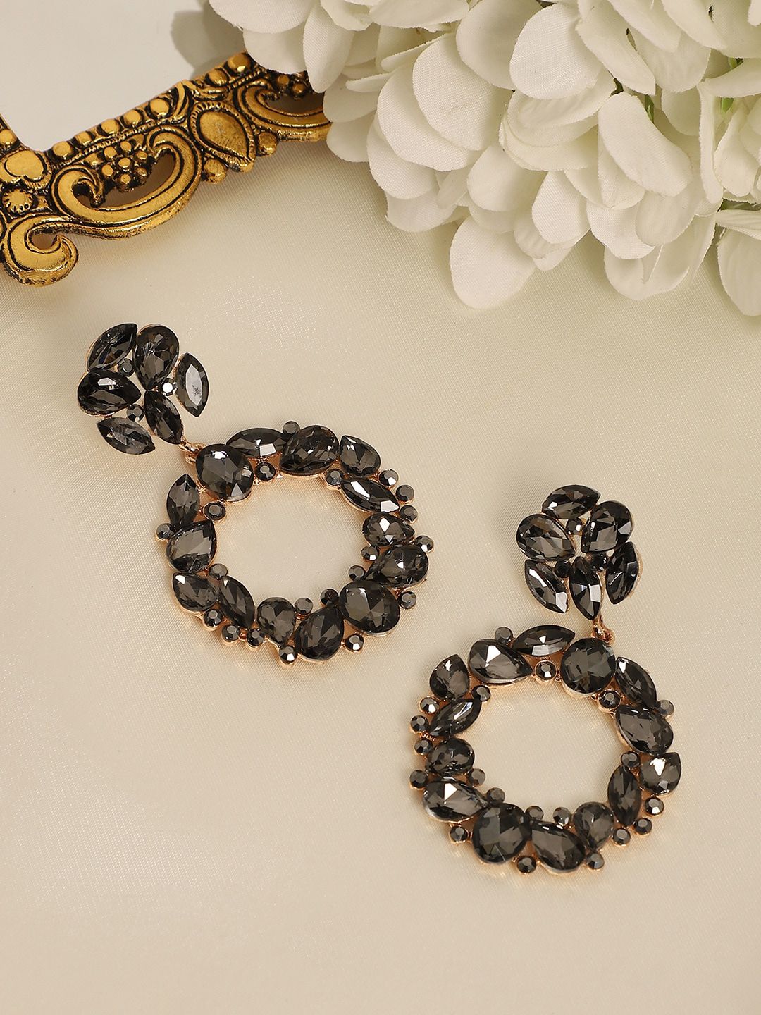 SOHI Gold-Plated Circular Drop Earrings-image-38