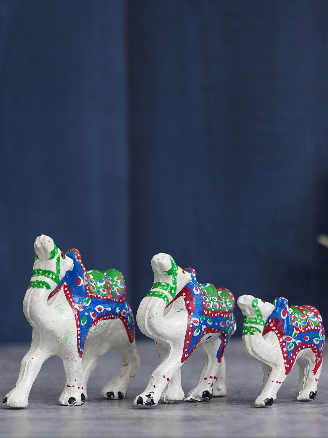 eCraftIndia White & Green 3 Pieces Camel Statue Figurines Showpiece-image-45