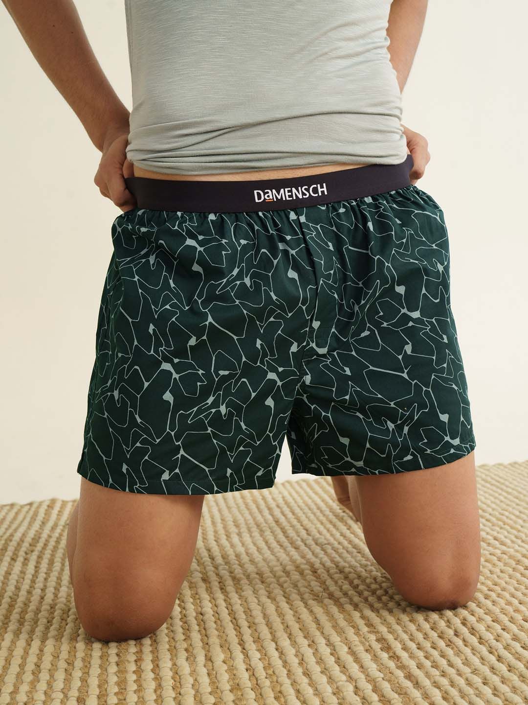 DaMENSCH Men BREEEZE Ultralight Pure Cotton Inner Boxers IB1002-CRKGRN-picture-37