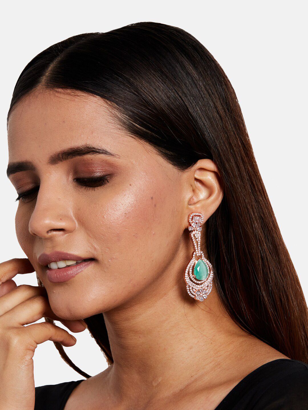 ATIBELLE Sea Green Contemporary Drop Earrings