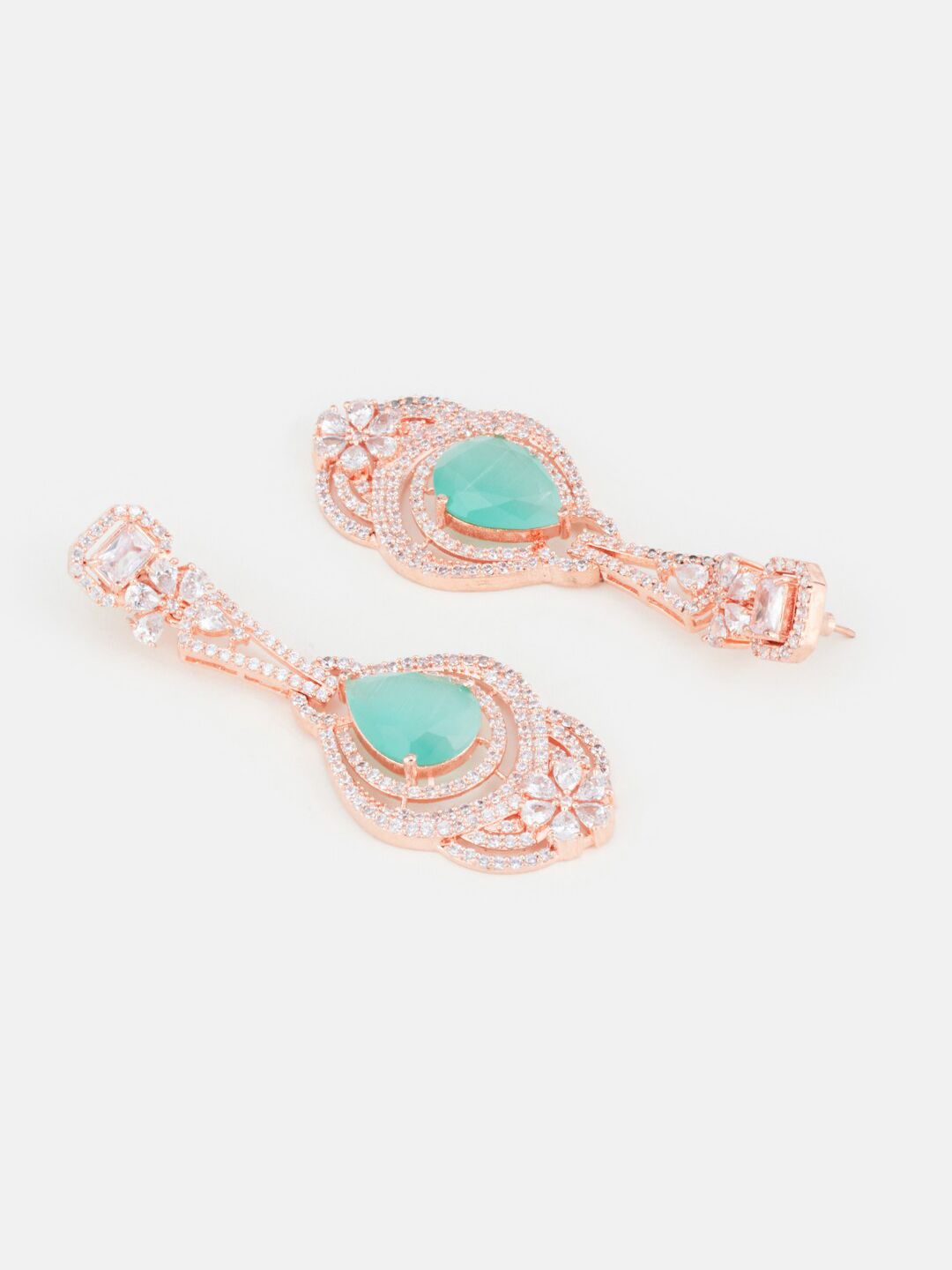 ATIBELLE Sea Green Contemporary Drop Earrings