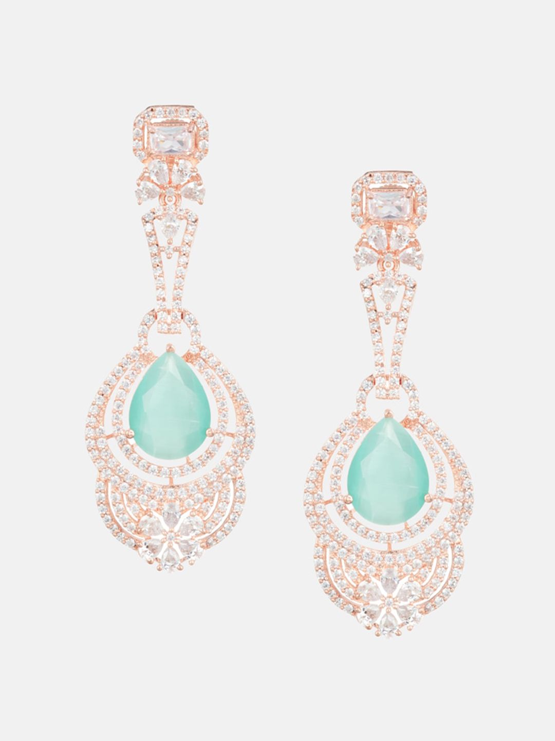 ATIBELLE Sea Green Contemporary Drop Earrings