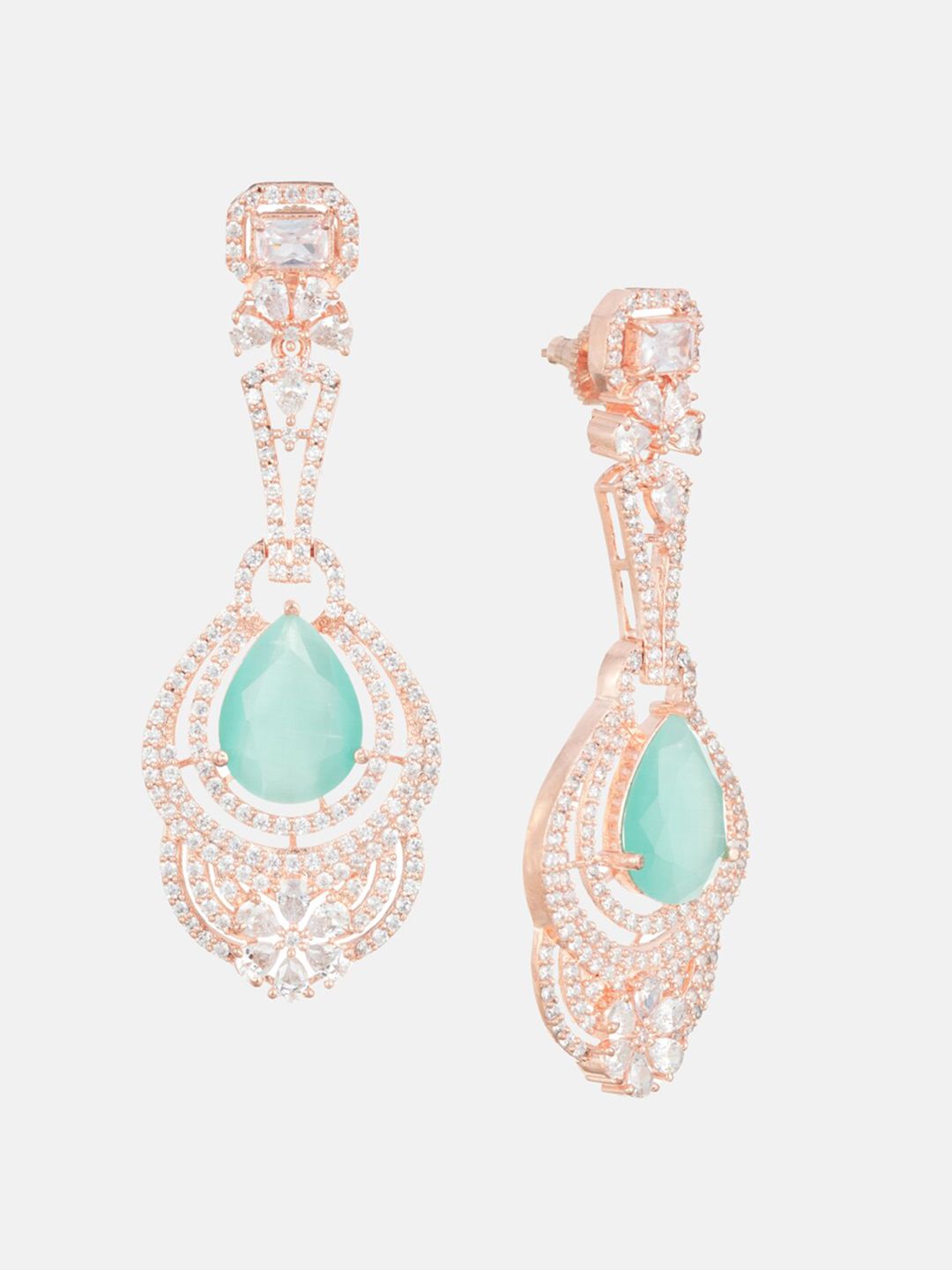 ATIBELLE Sea Green Contemporary Drop Earrings