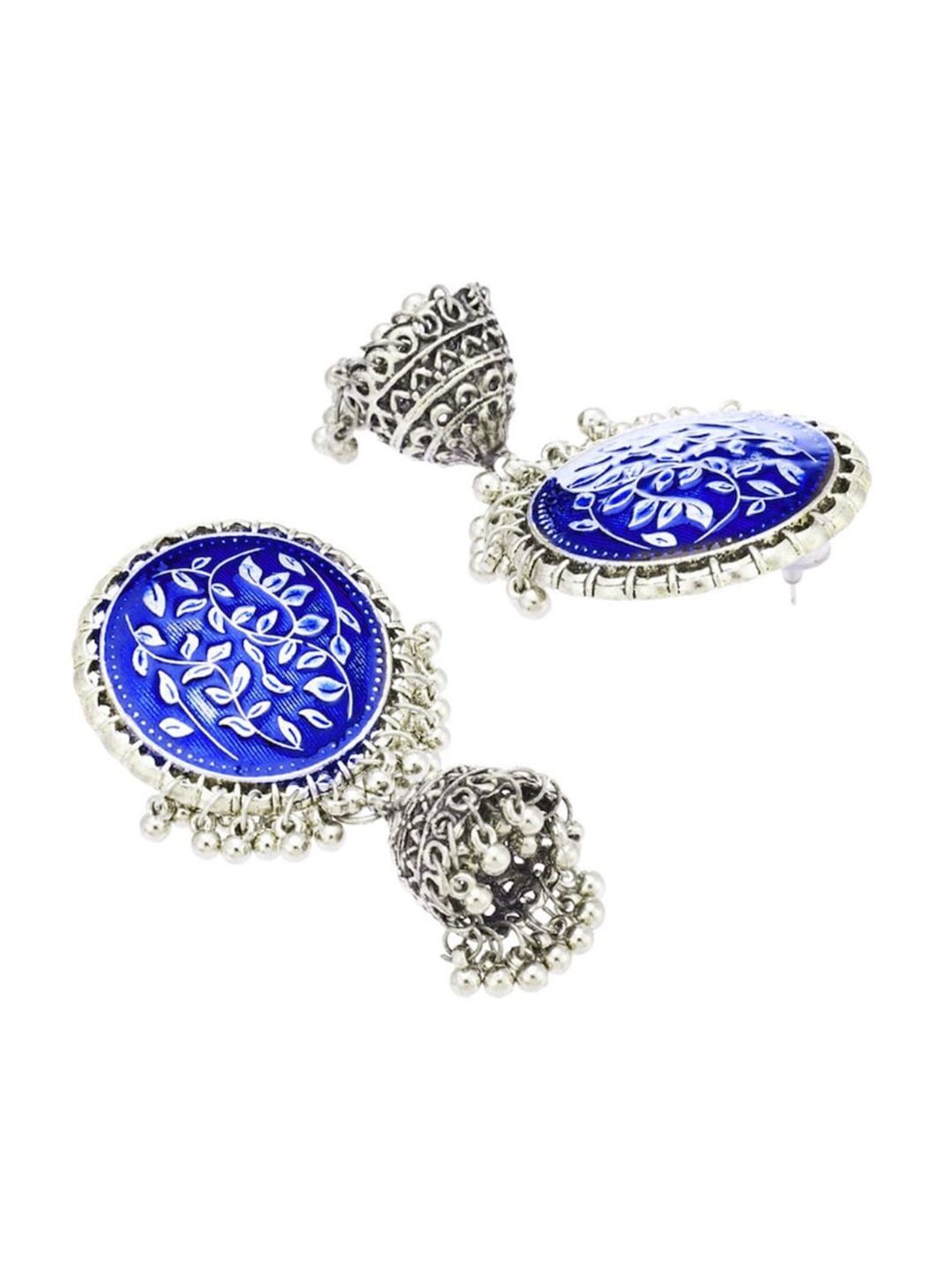 ATIBELLE Silver-Plated Oxidized Dome Shaped Jhumkas
