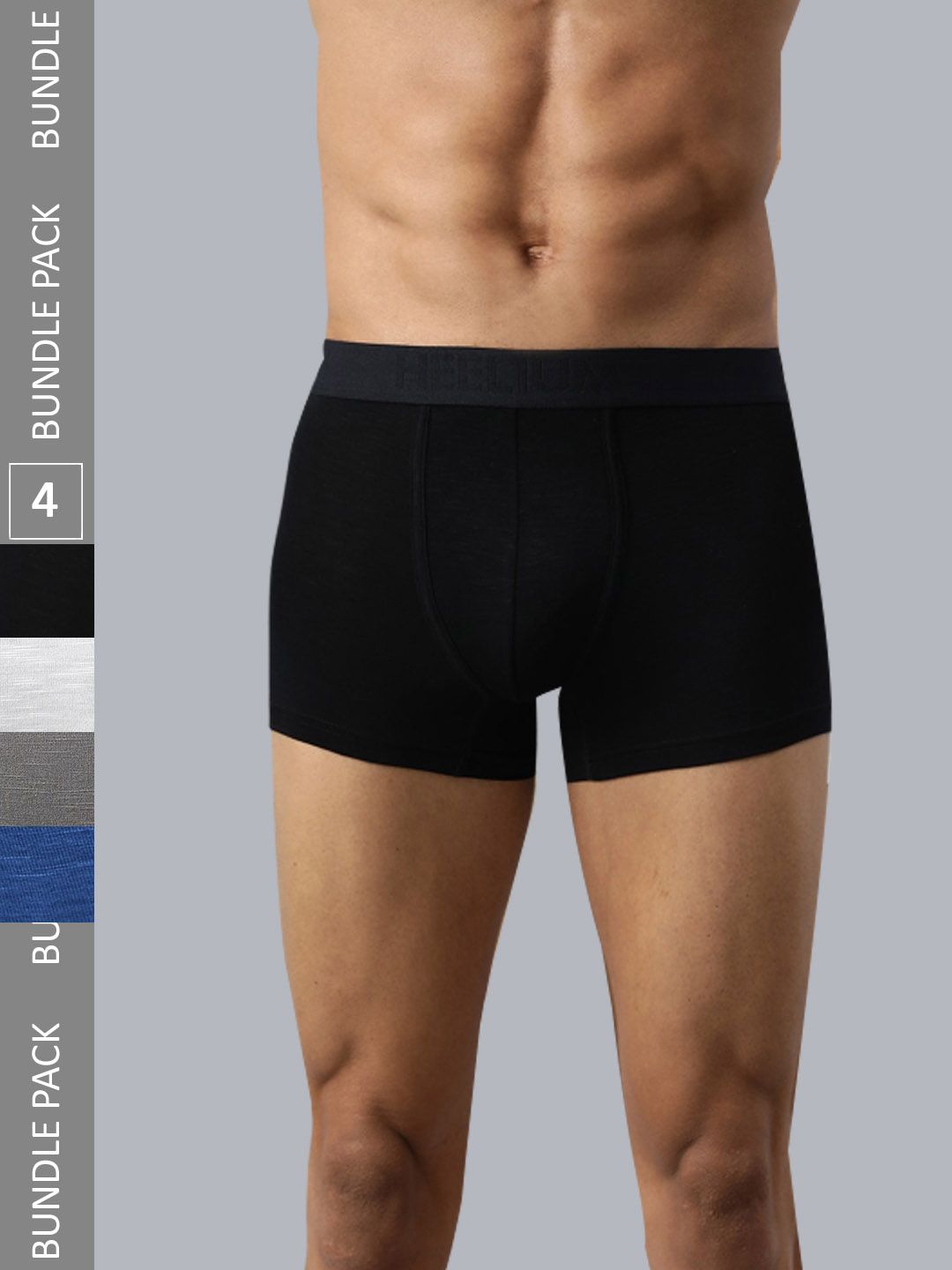 Heelium Men Pack Of 4 Trunks P4-TRUNK-BLKGREWHTNB-M-picture-20