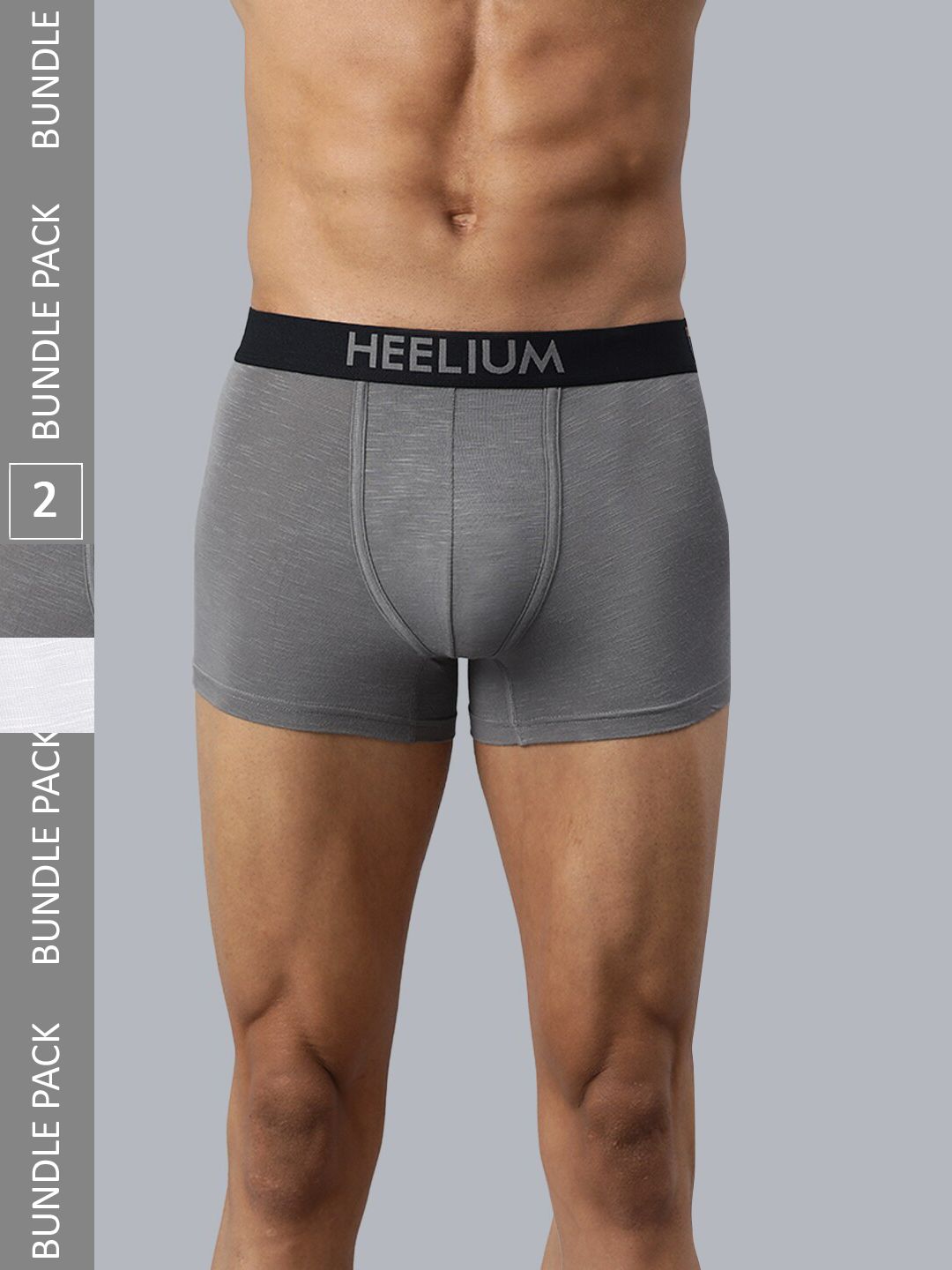 Heelium Men Pack of 2 Solid Anti-Bacterial & Odour-Free Trunks P2-TRUNK-GREWHT-L-picture-16