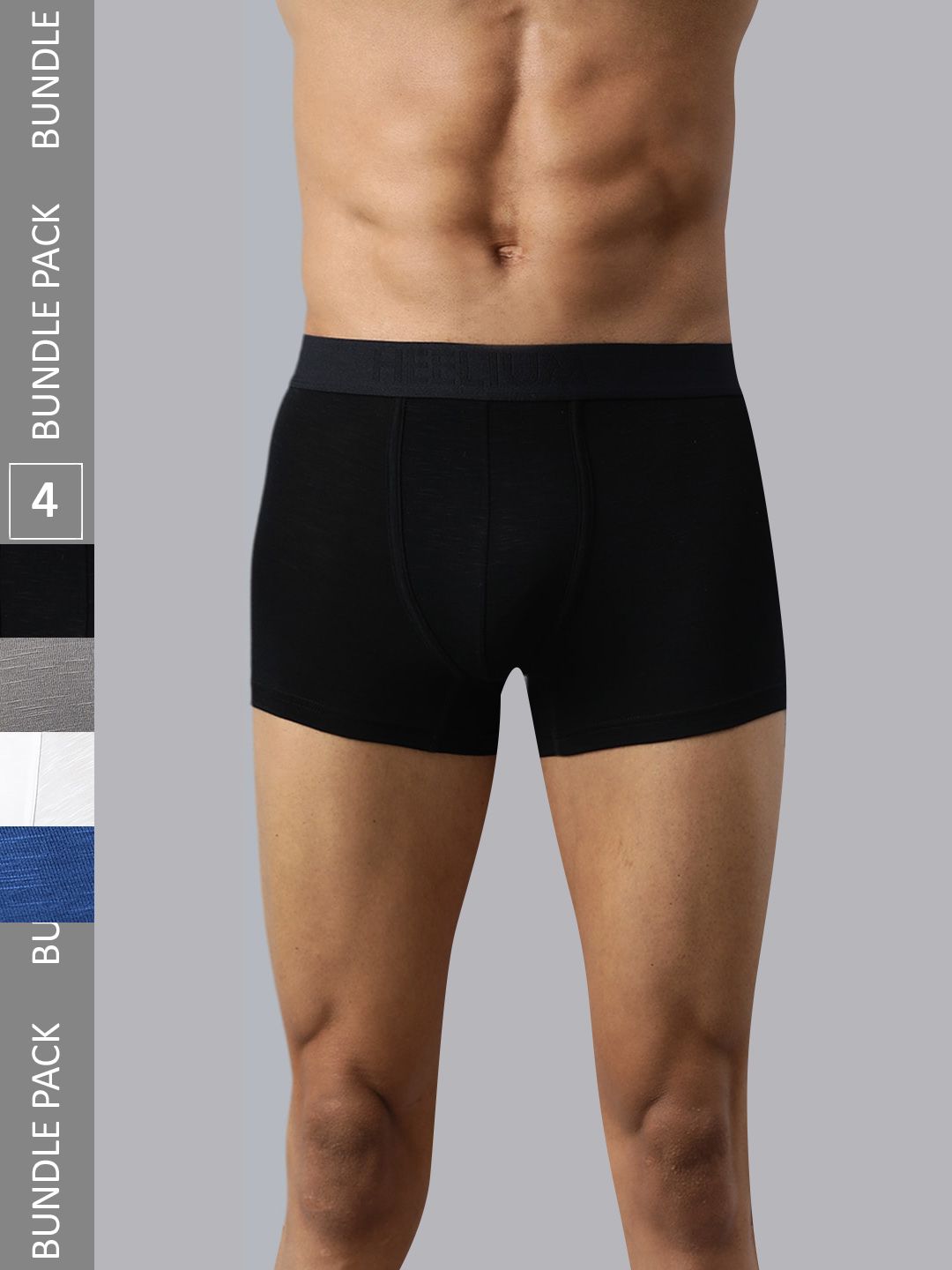 Heelium Men Pack Of 4 Anti-Bacterial Trunks P4-TRUNK-BLKGREWHTNB-XL-picture-29