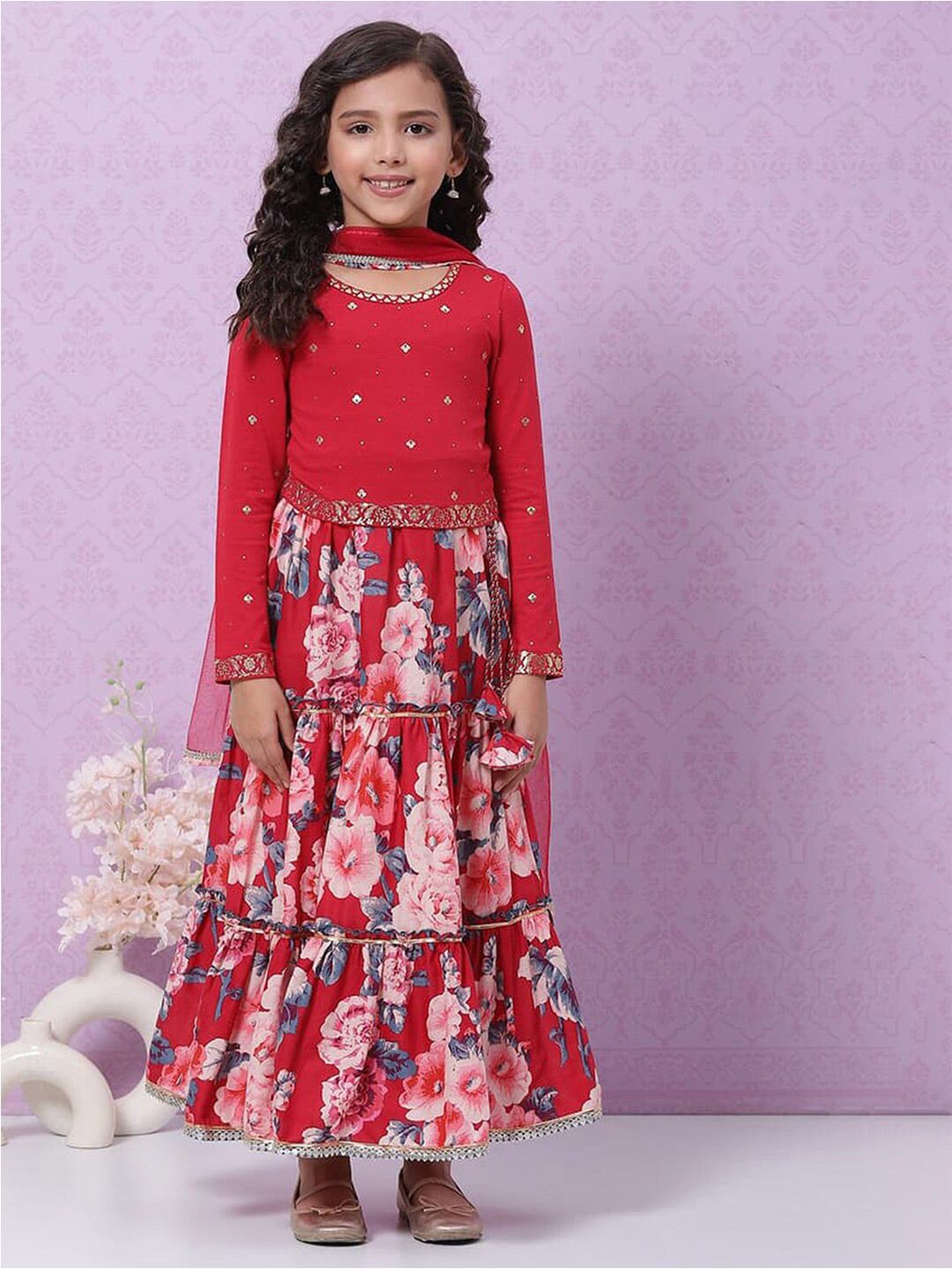 Biba Girls Printed Ready to Wear Lehenga & Blouse With Dupatta-picture-20