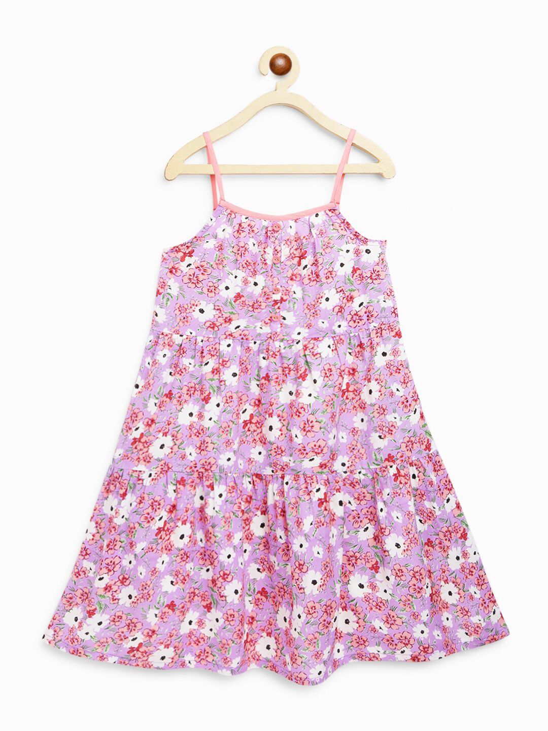 Campana Girls Floral Printed Tiered Cotton Casual A-Line Dress-picture-26