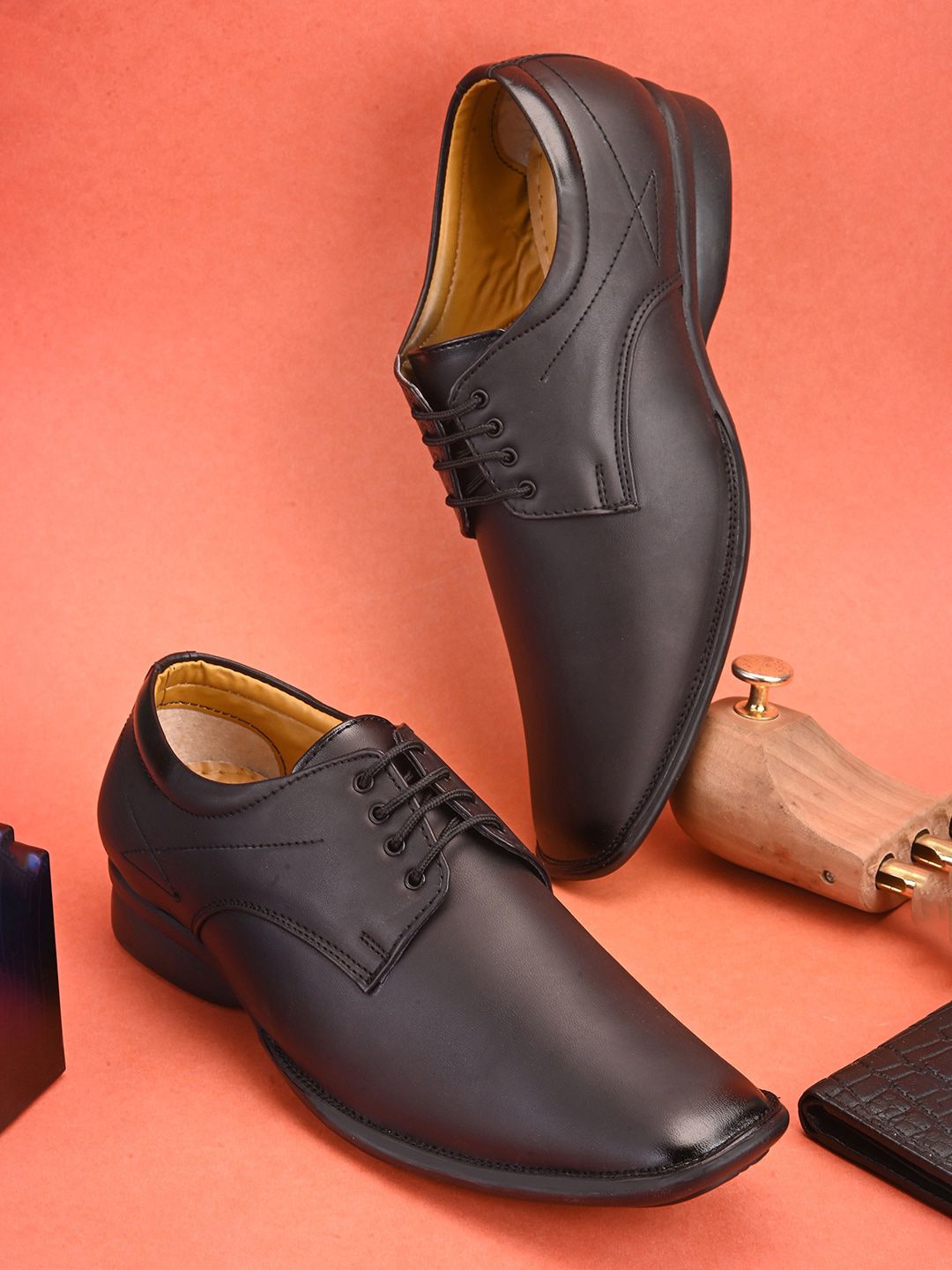 HERE&NOW Men Black Lace-Up Formal Derbys-picture-52