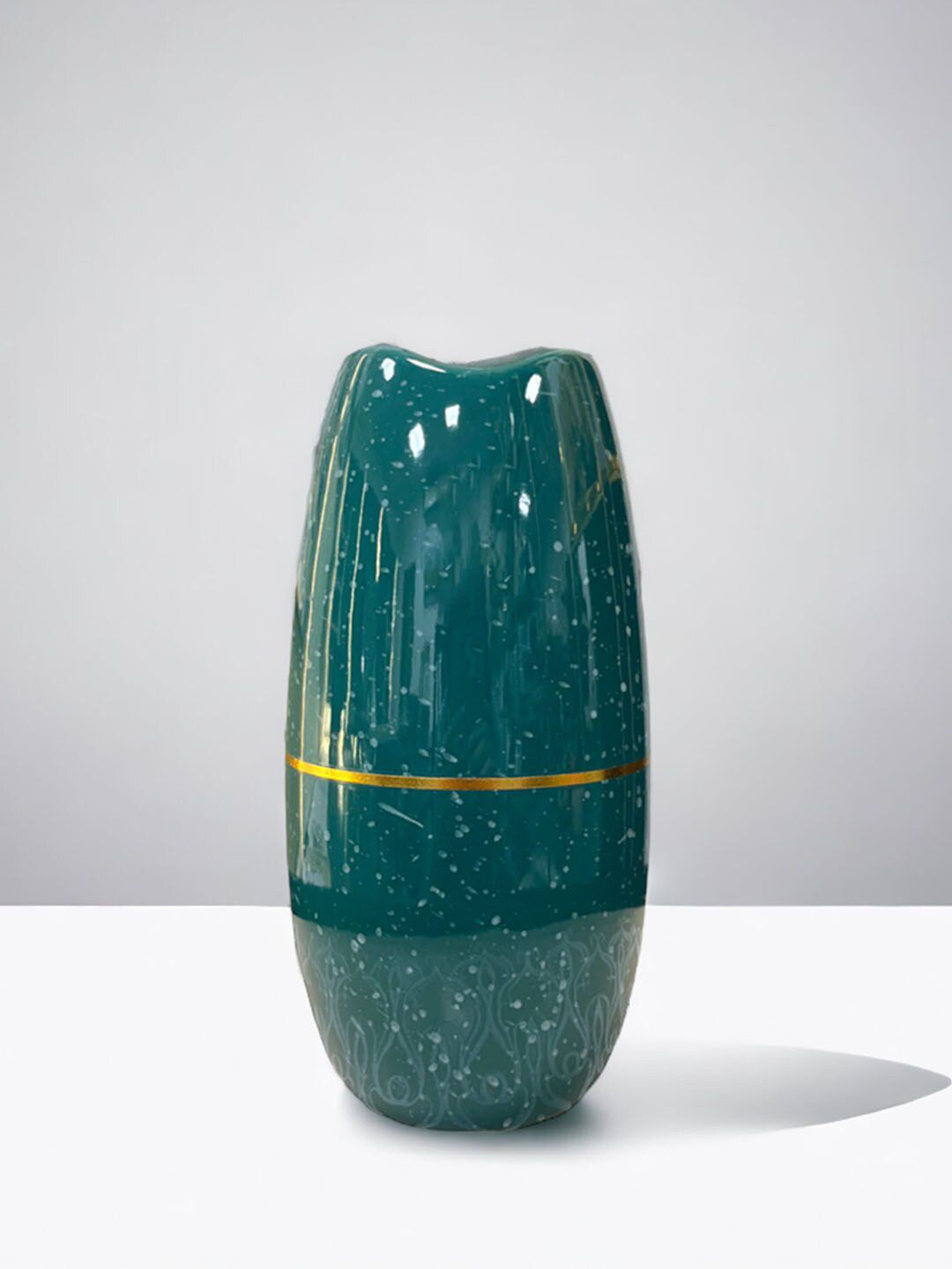 Art Street Teal-Green Printed Ceramic Flower Vase-image-49