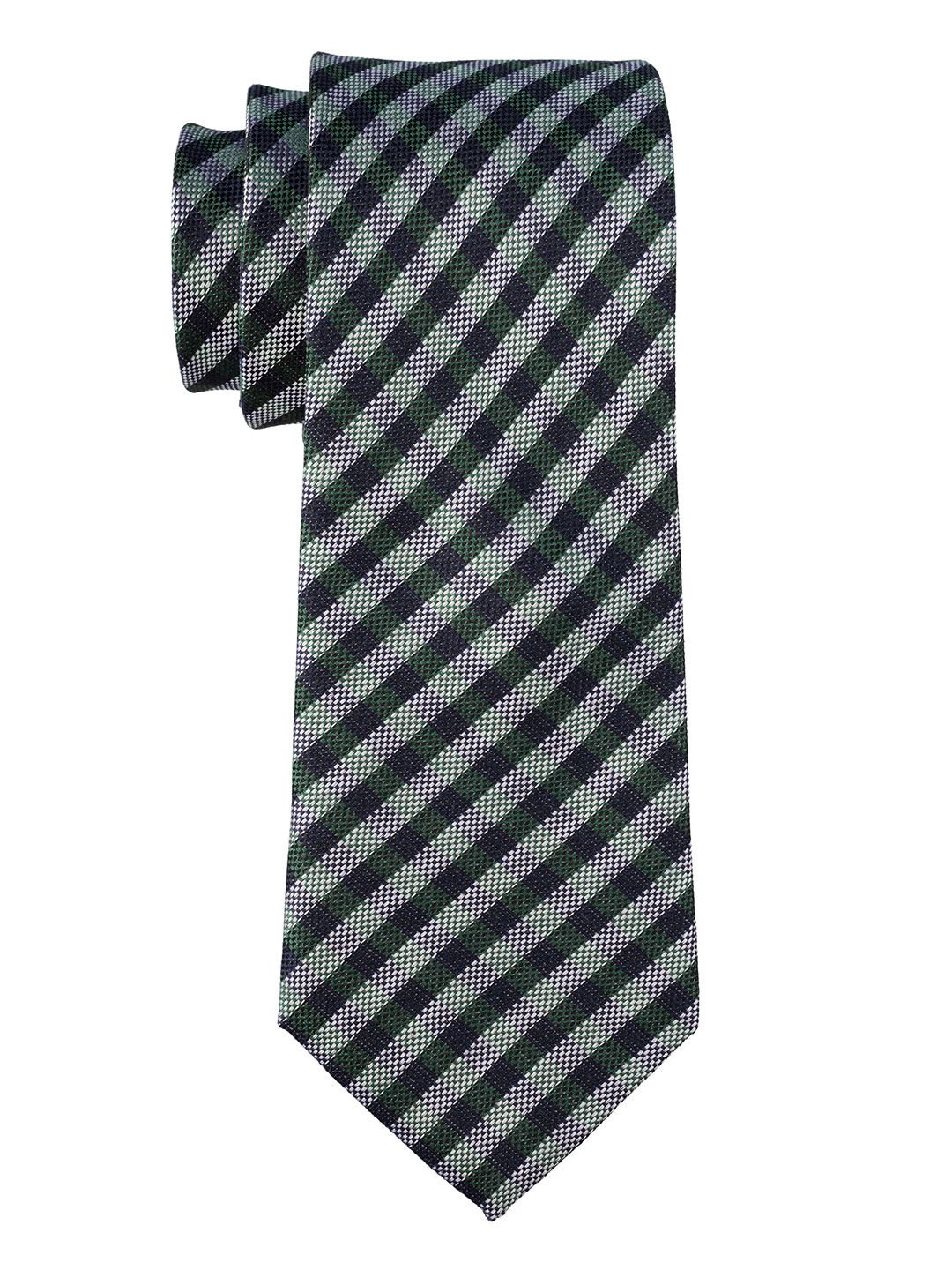 The Tie Hub Men Checked Pure Silk Broad Tie-image-9