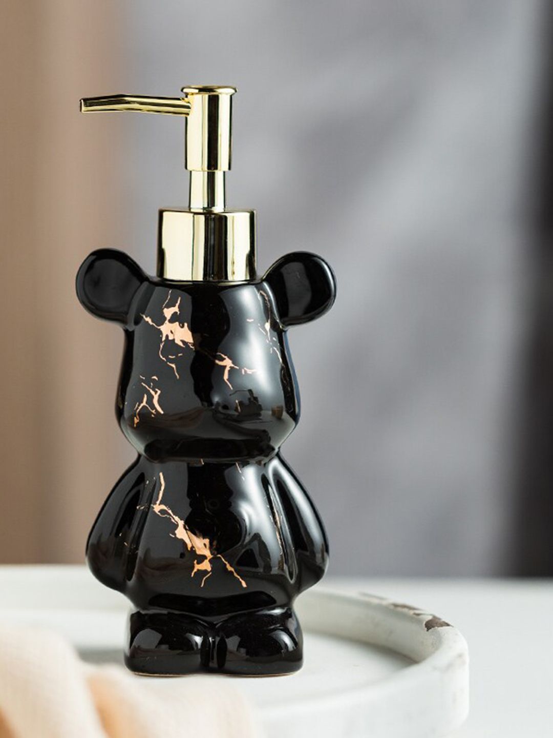 FabSeasons Black Printed Ceramic Soap Dispenser 400 Ml-picture-41