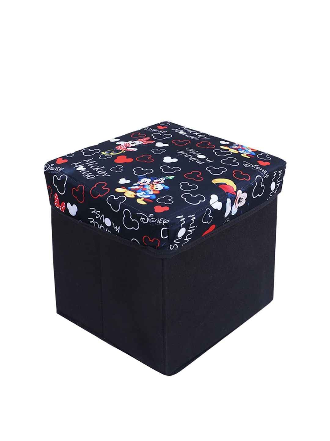 Kuber Industries Black Disney Printed Storage Stool with Lid-picture-10