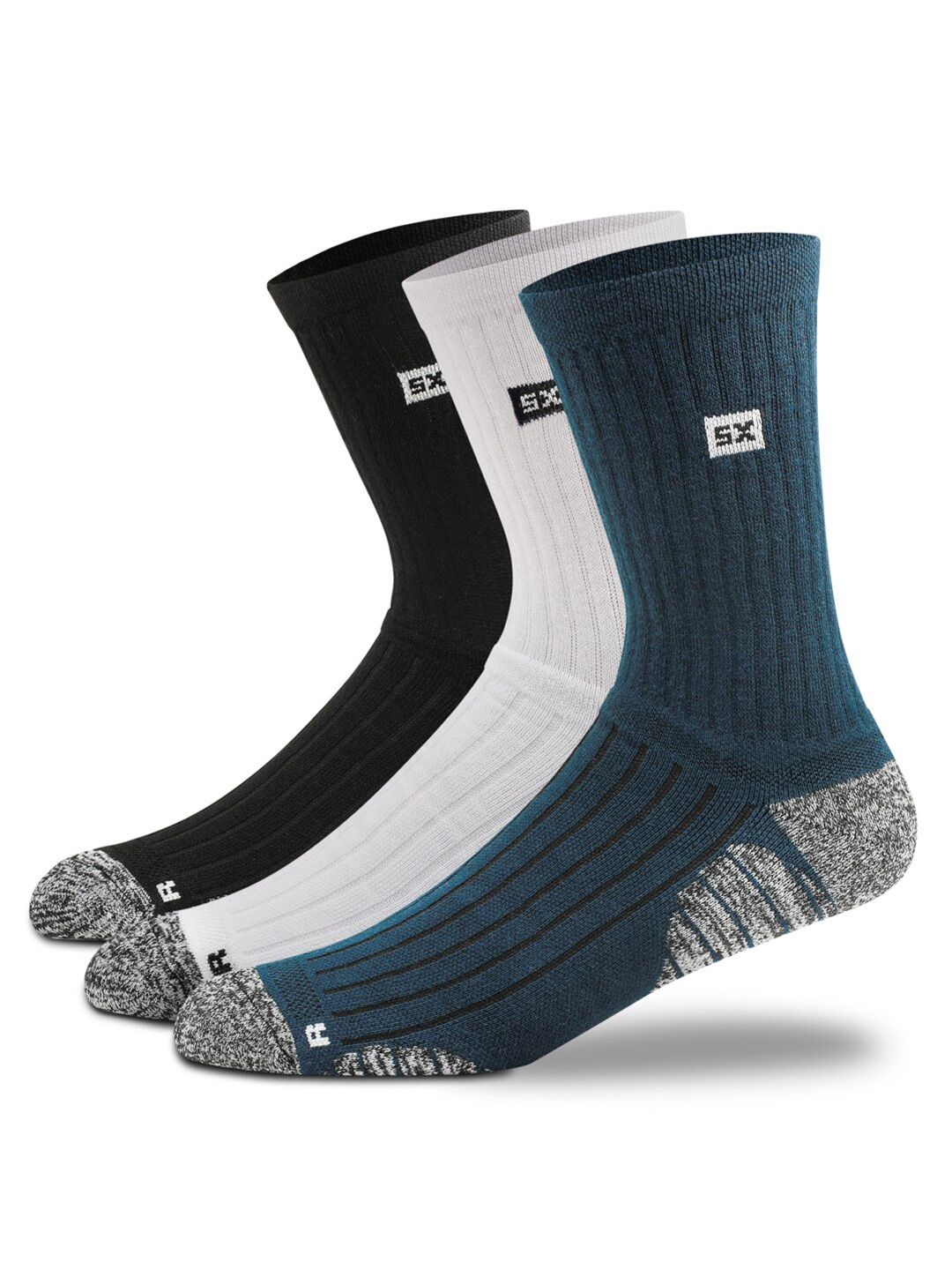 Supersox Men Pack Of 3 Calf-Length Compression Cotton Cushion Socks-picture-35