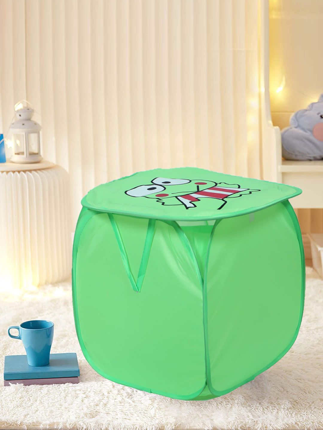 Kuber Industries Green Frog Printed Foldable Laundry Bags With Lid - 45 L-image-30