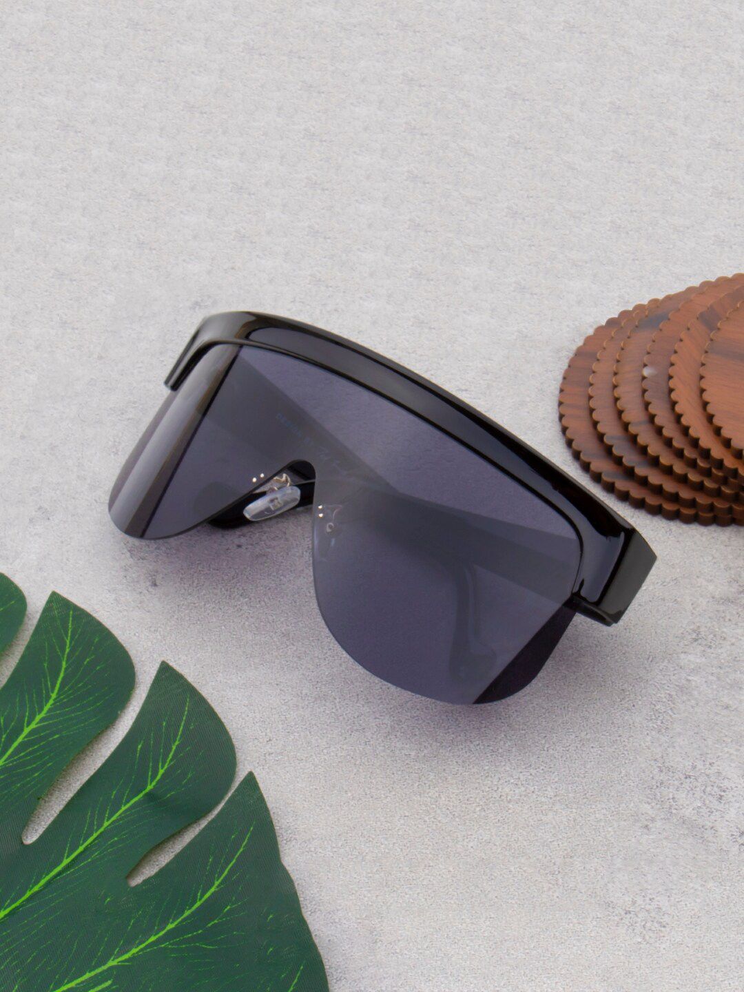 Ted Smith Black Shield UV Protection Unisex Sunglasses