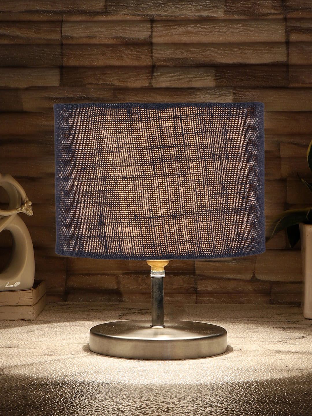 Devansh Blue Textured Steel Table Lamp With Jute Shade-picture-26