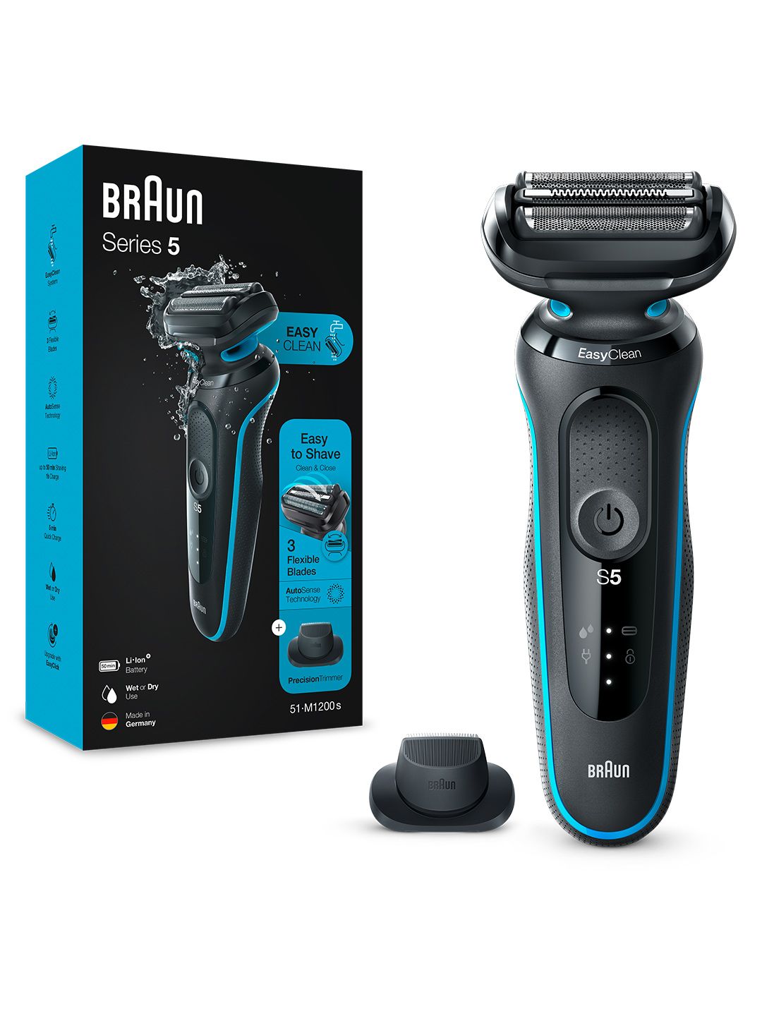 Braun 51-M1200S Series 5 Wet & Dry Shaver with Soft Pouch - Black-picture-25