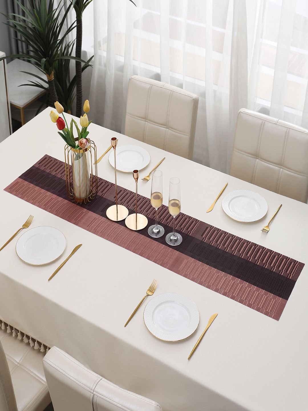 HOKIPO Red Stripes Design Rectangular Table Runner-picture-42