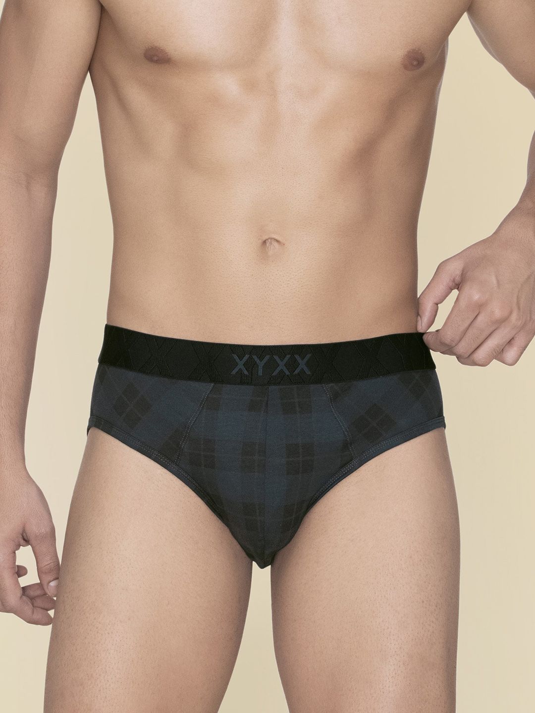 XYXX Men Checked Basic Brief XYBRF179-picture-20