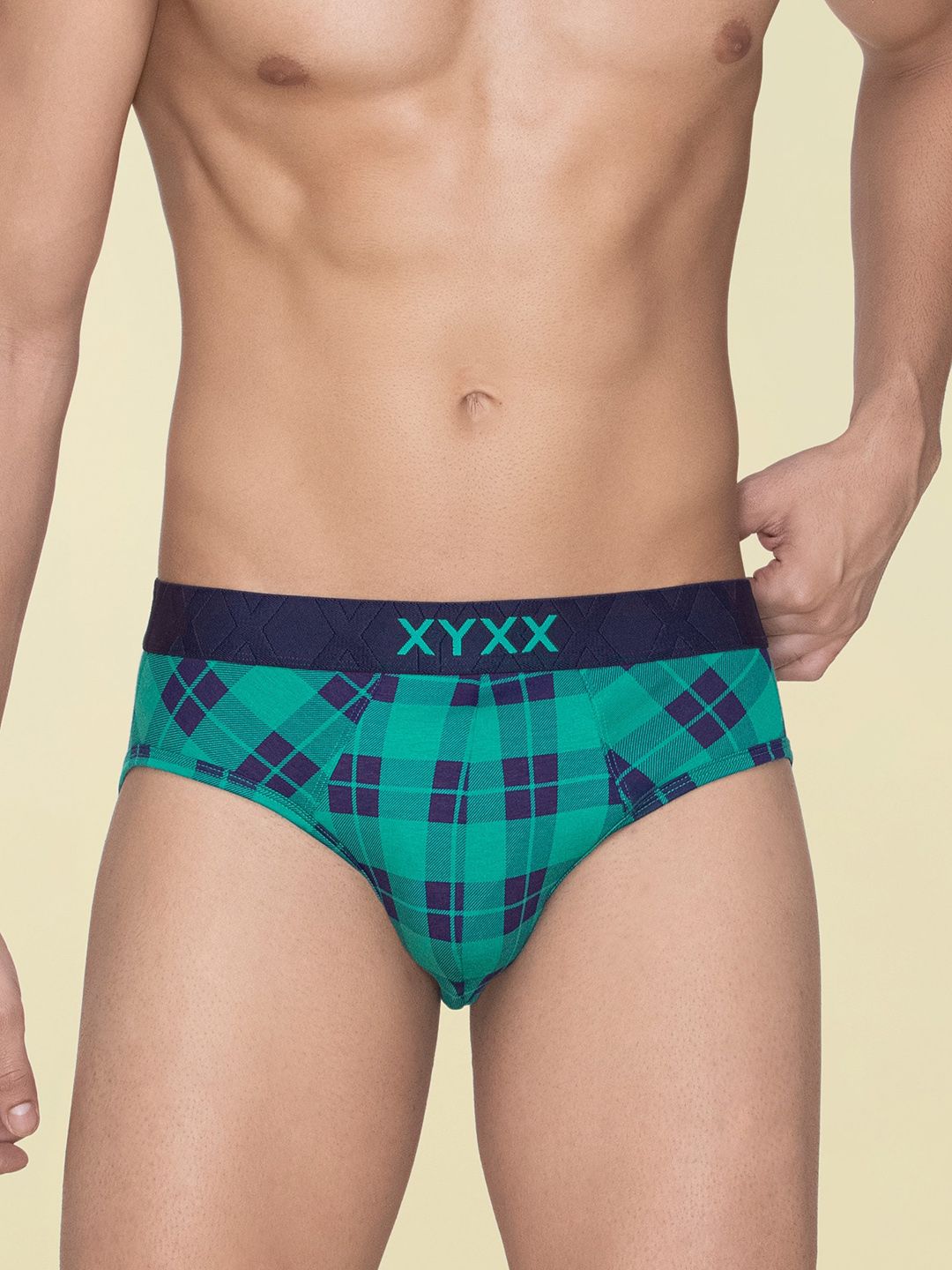 XYXX Men Checked Modal Basic Briefs XYBRF184-picture-15