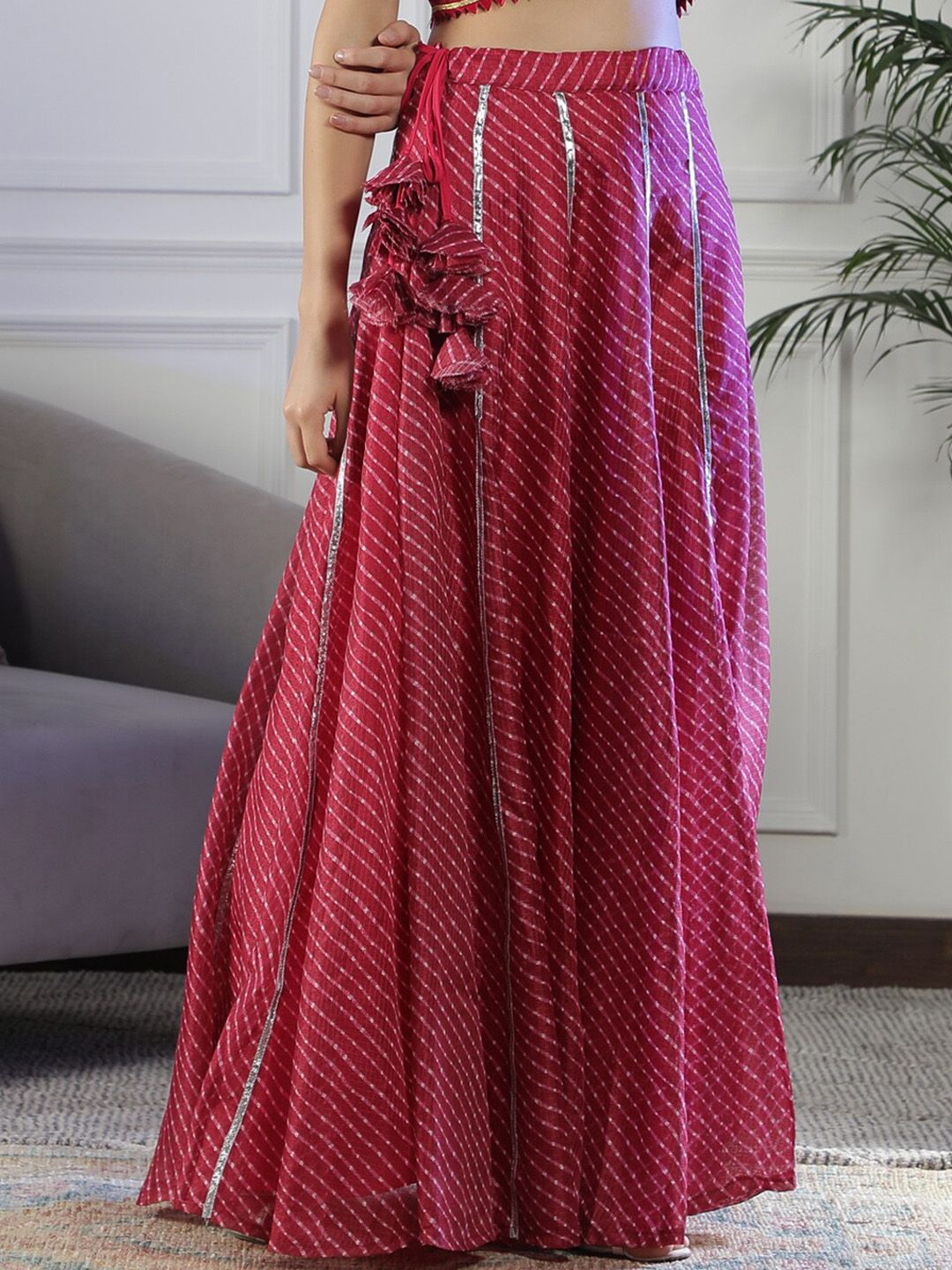 NEUDIS Pure Cotton Lehariya Flared Maxi Skirts-picture-11