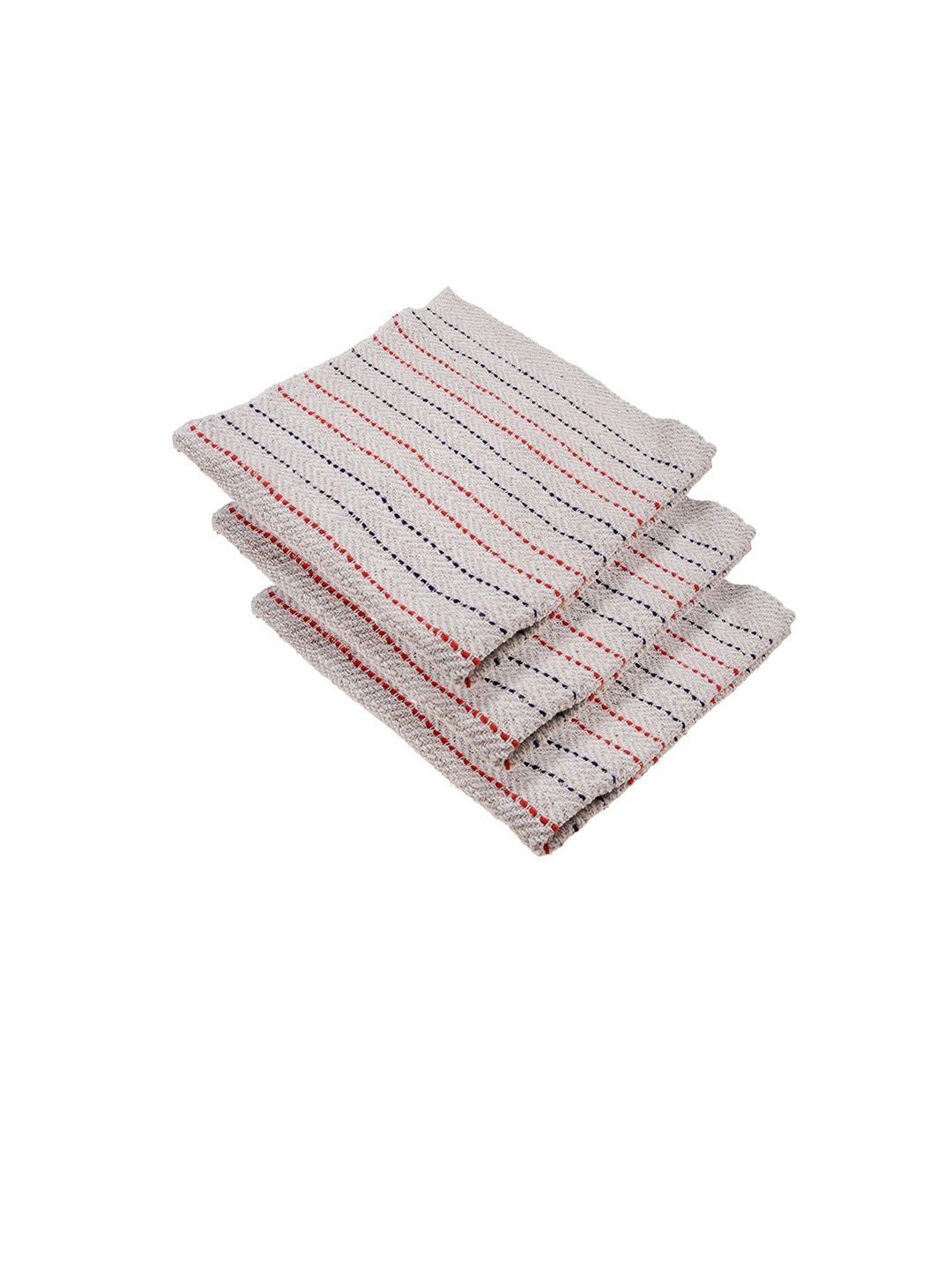 Kuber Industries White & Red 3 Pieces Striped Cotton Kitchen Towels-picture-30