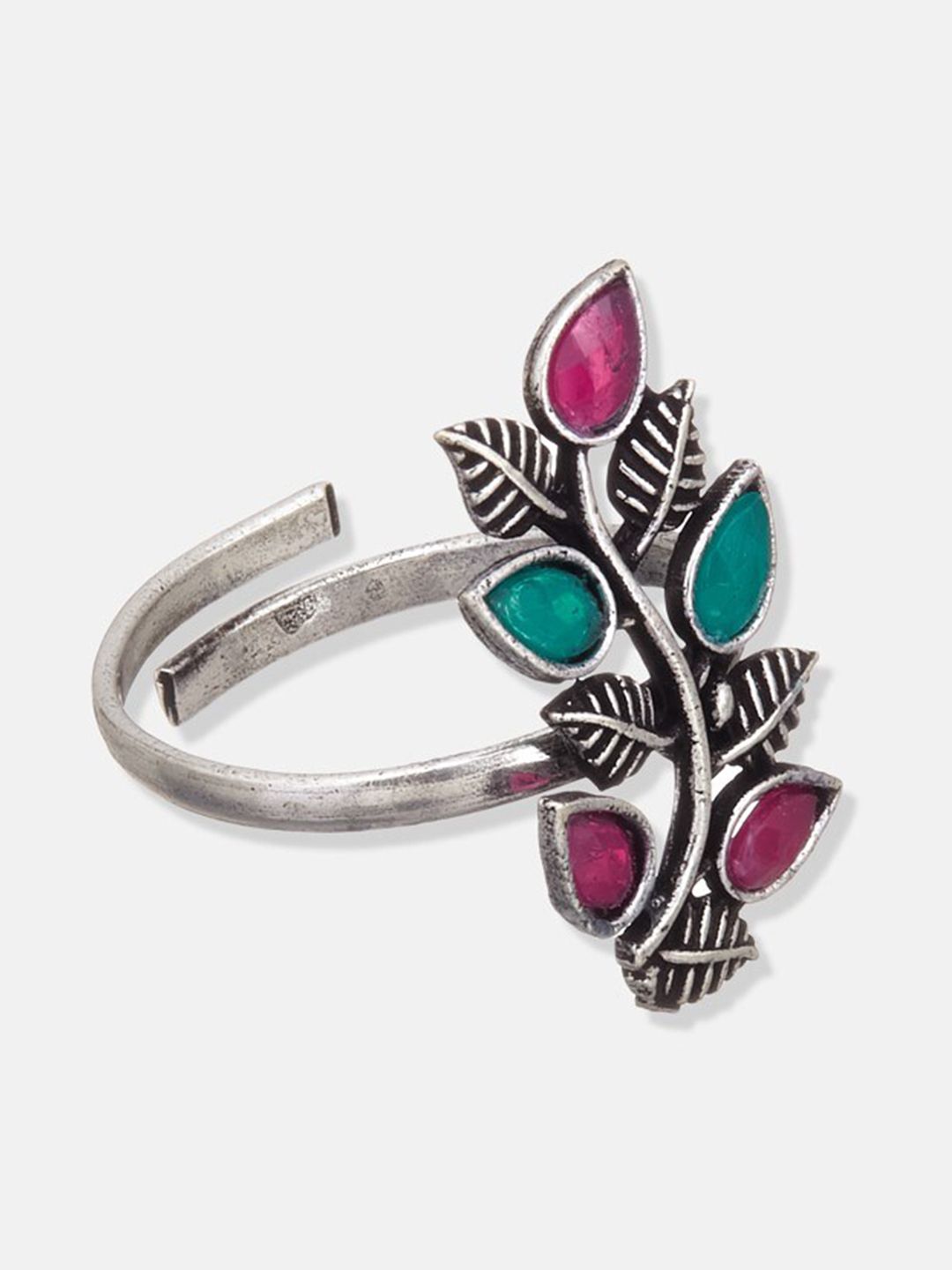 ATIBELLE German Silver-Plated Stone-Studded Ring