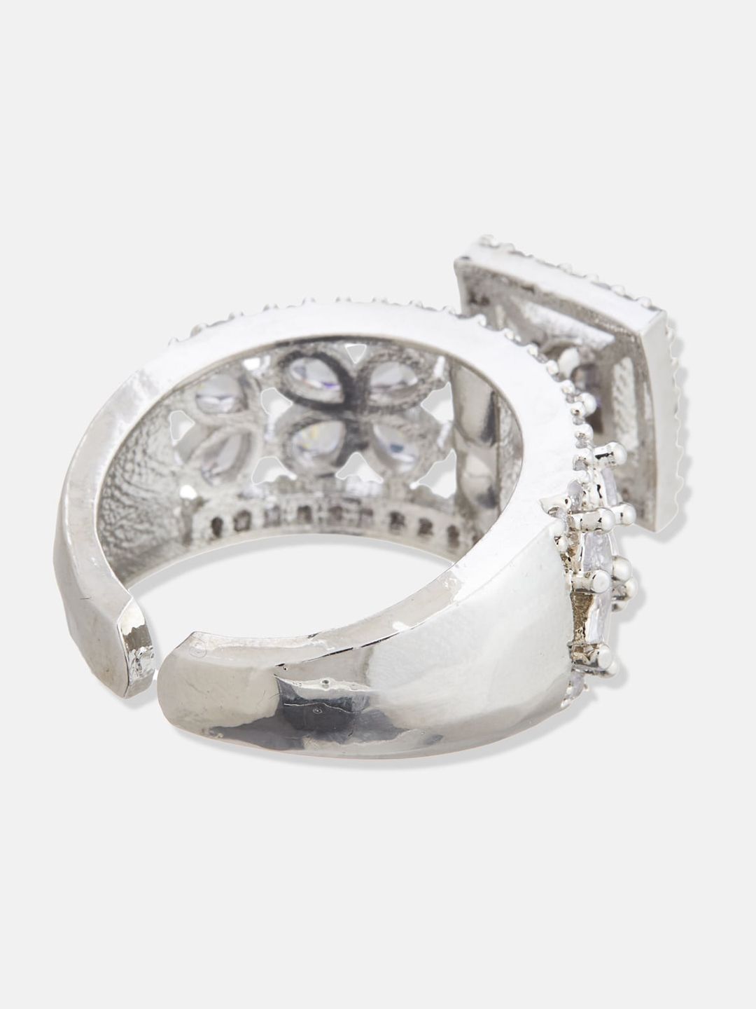 ATIBELLE Silver-Plated AD-Studded Finger Ring