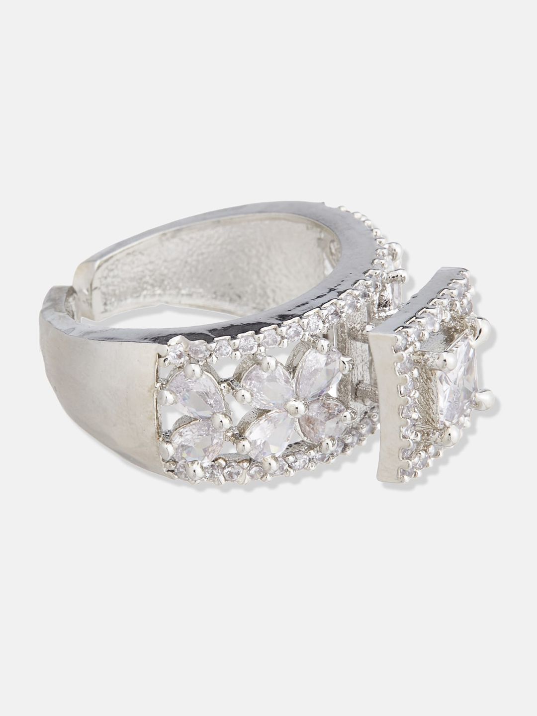 ATIBELLE Silver-Plated AD-Studded Finger Ring