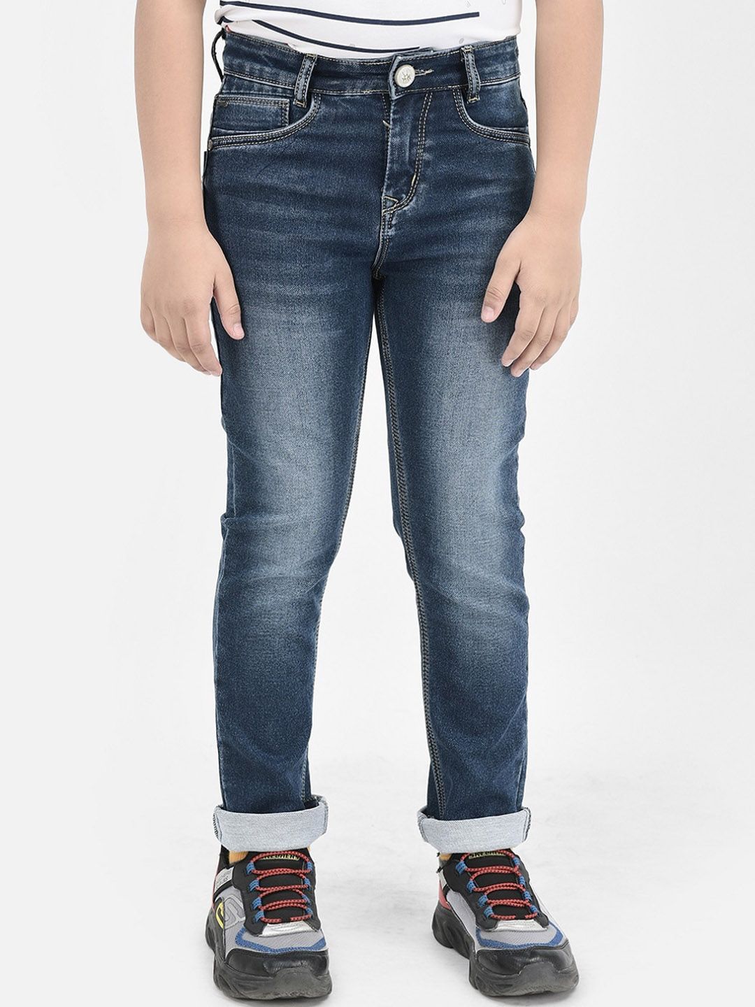 Crimsoune Club Boys Slim Fit Heavy Fade Mid-Rise Stretchable Jeans-picture-53