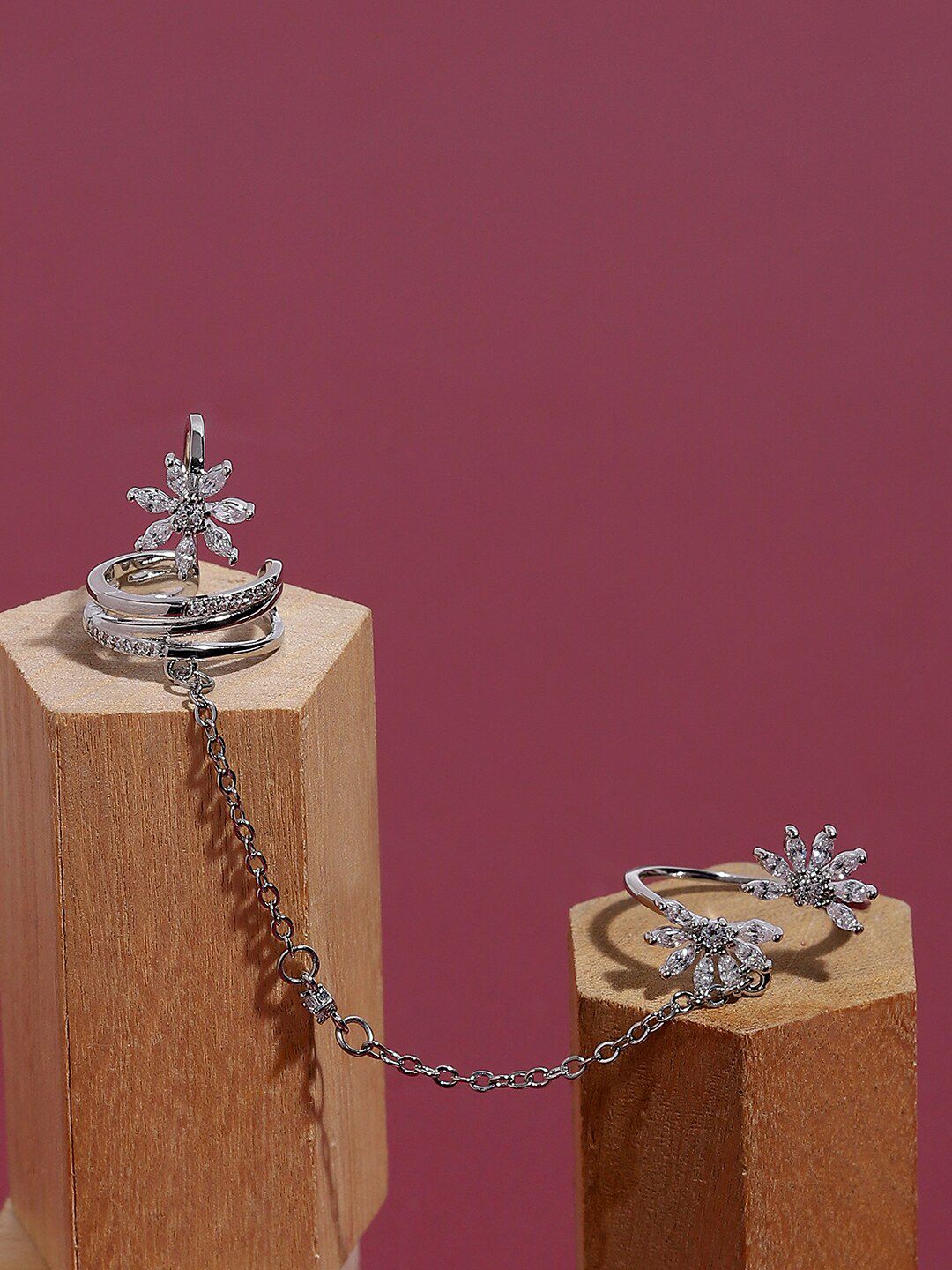 SOHI Silver-Plated & Stone-StuddedFinger Ring-image-1