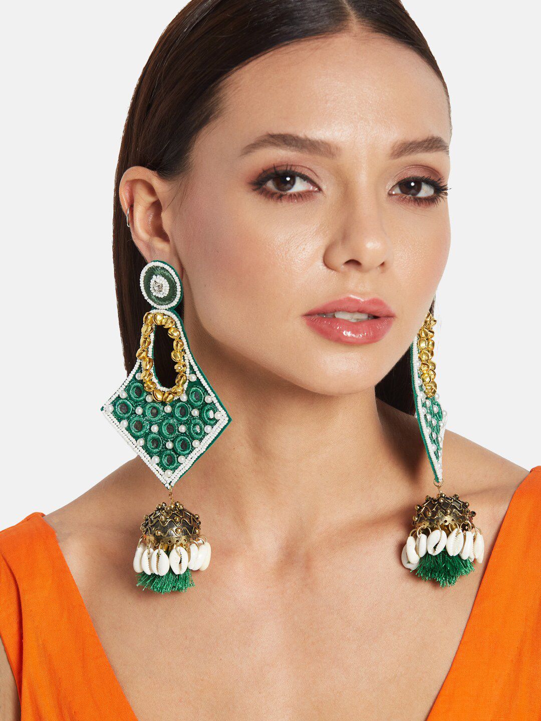 ATIBELLE Gold-Plated Contemporary Drop Earrings