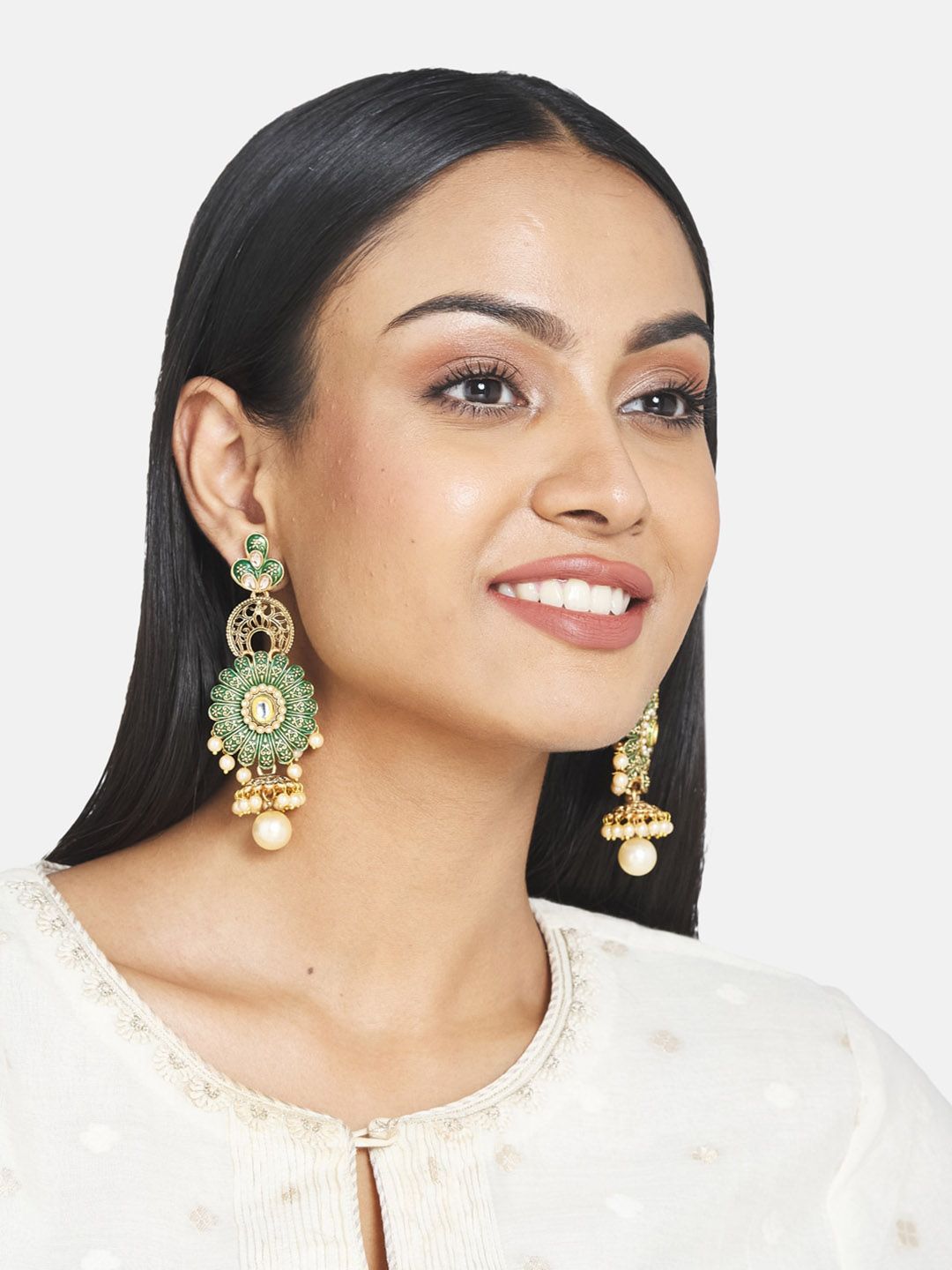 ATIBELLE Gold-Plated Contemporary Drop Earrings