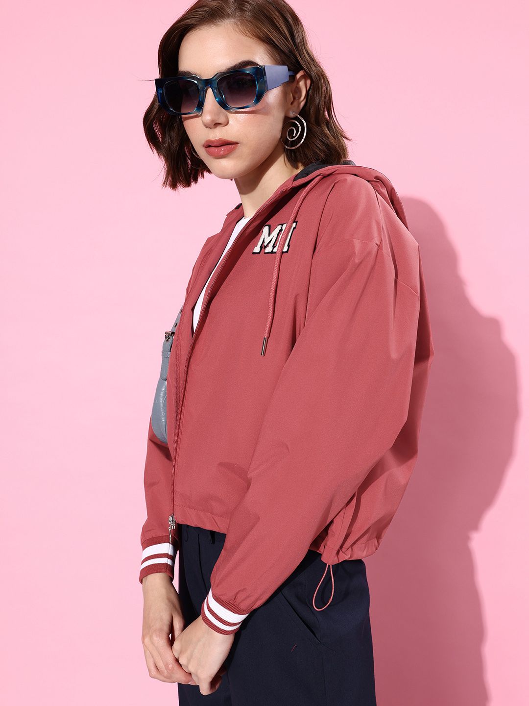 Mast & Harbour Solid Hooded Sporty Jacket with Patchwork-picture-11