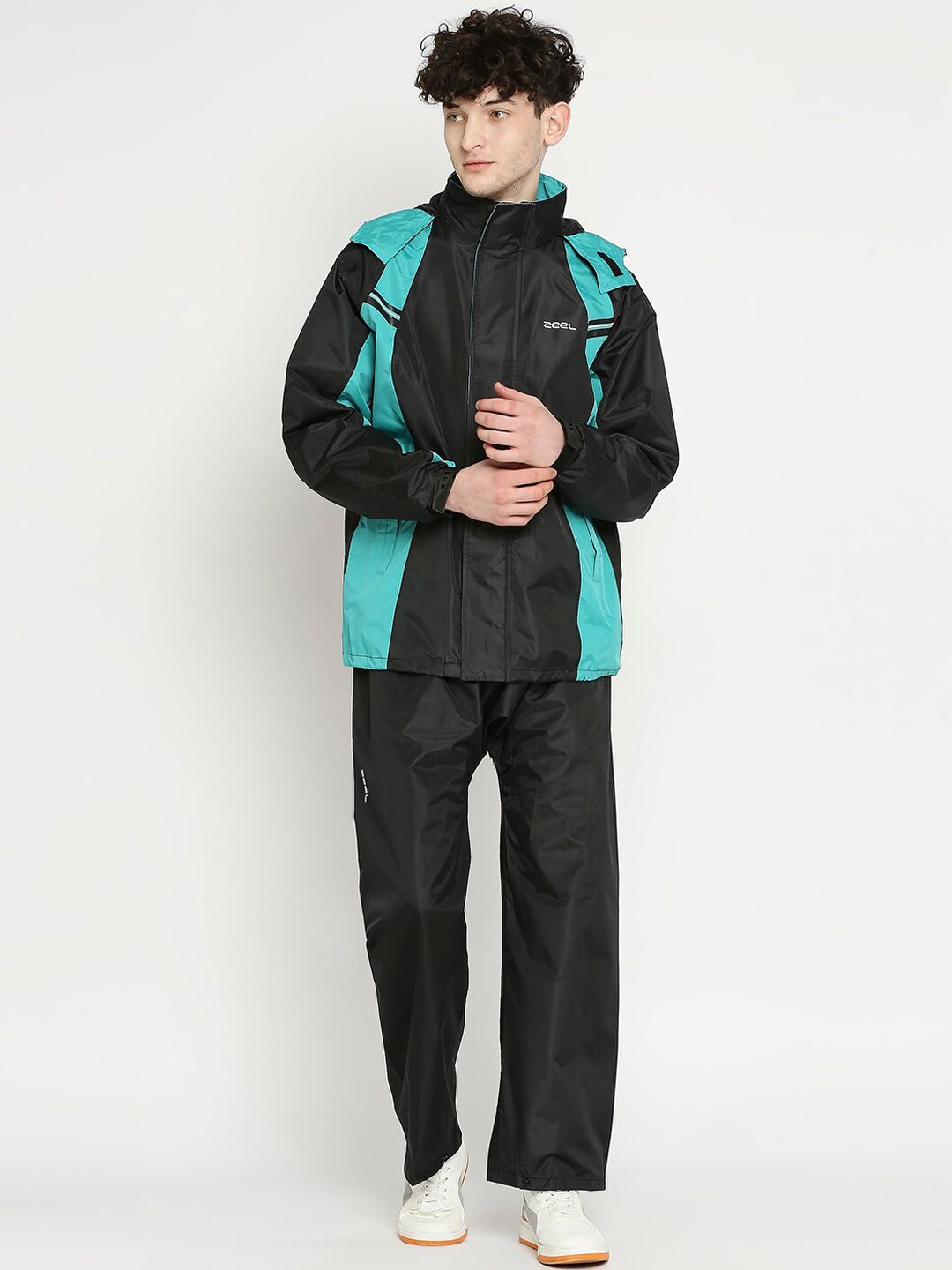 Zeel Colourblocked With Brand Logo Printed Rain Jacket