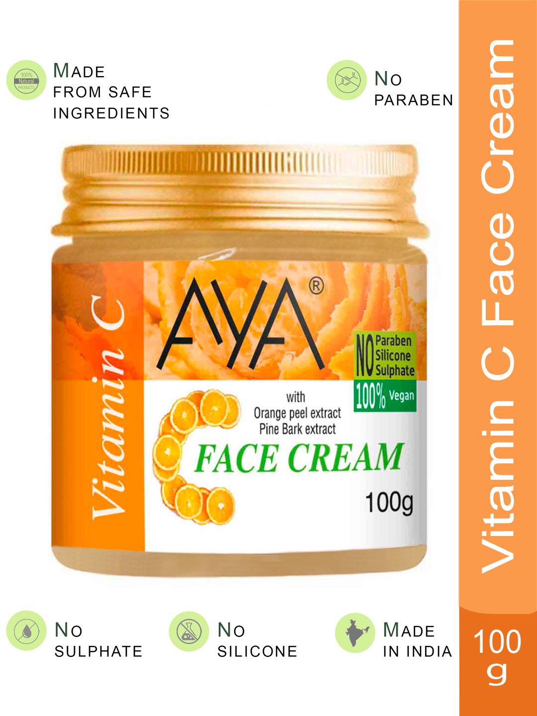 AYA Paraben-Free & Silicone-Free Vitamin C Face Cream with Orange Peel Extract - 100 g-image-11