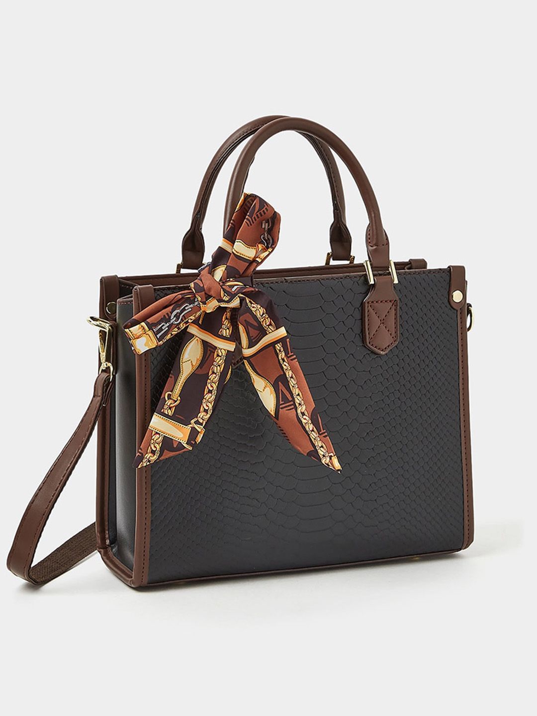 Styli Textured Structured Handheld Bag With Scarf-picture-10