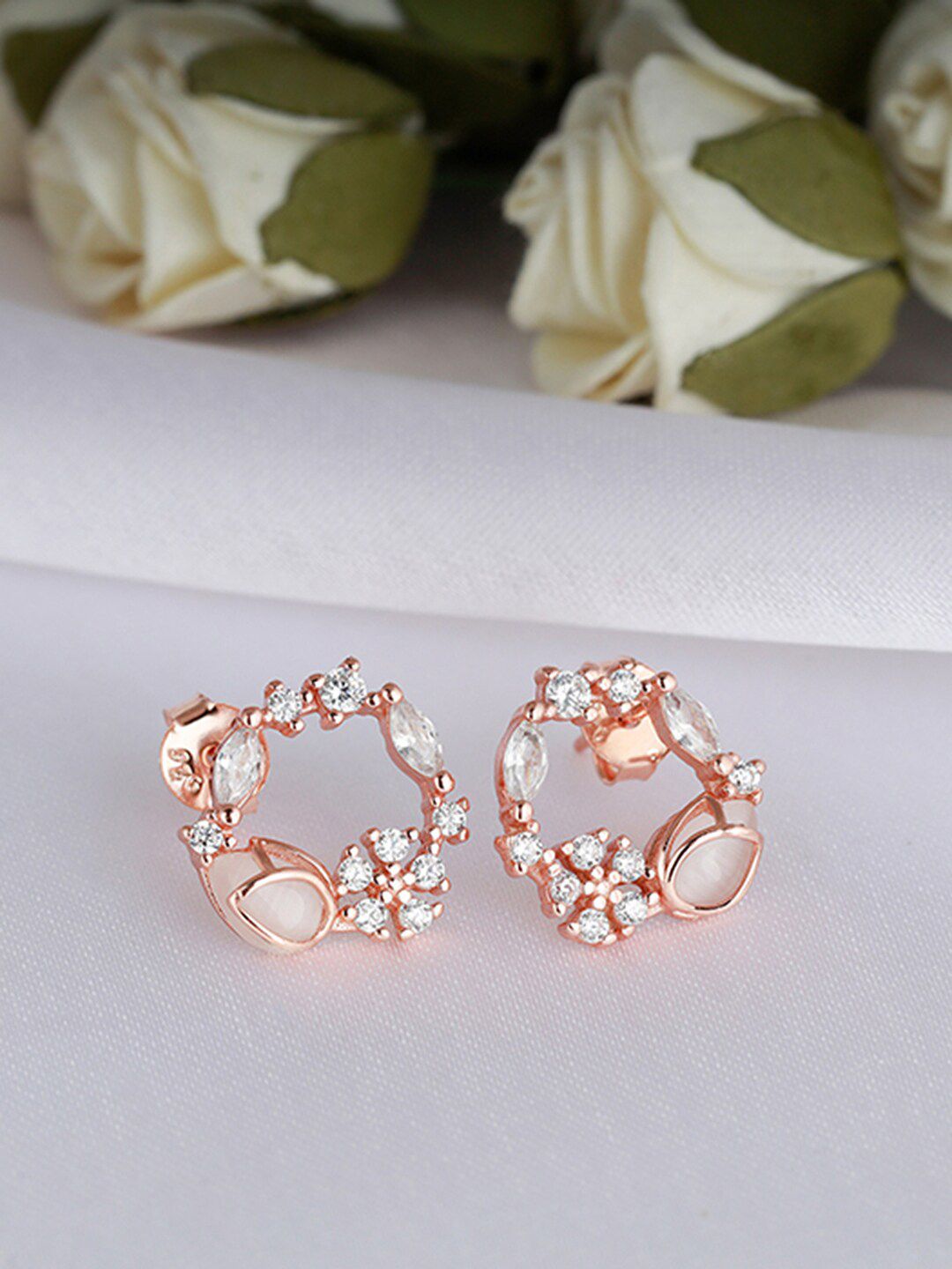 GIVA 925 Silver Rose Gold Drop Wreath Studs-image-34