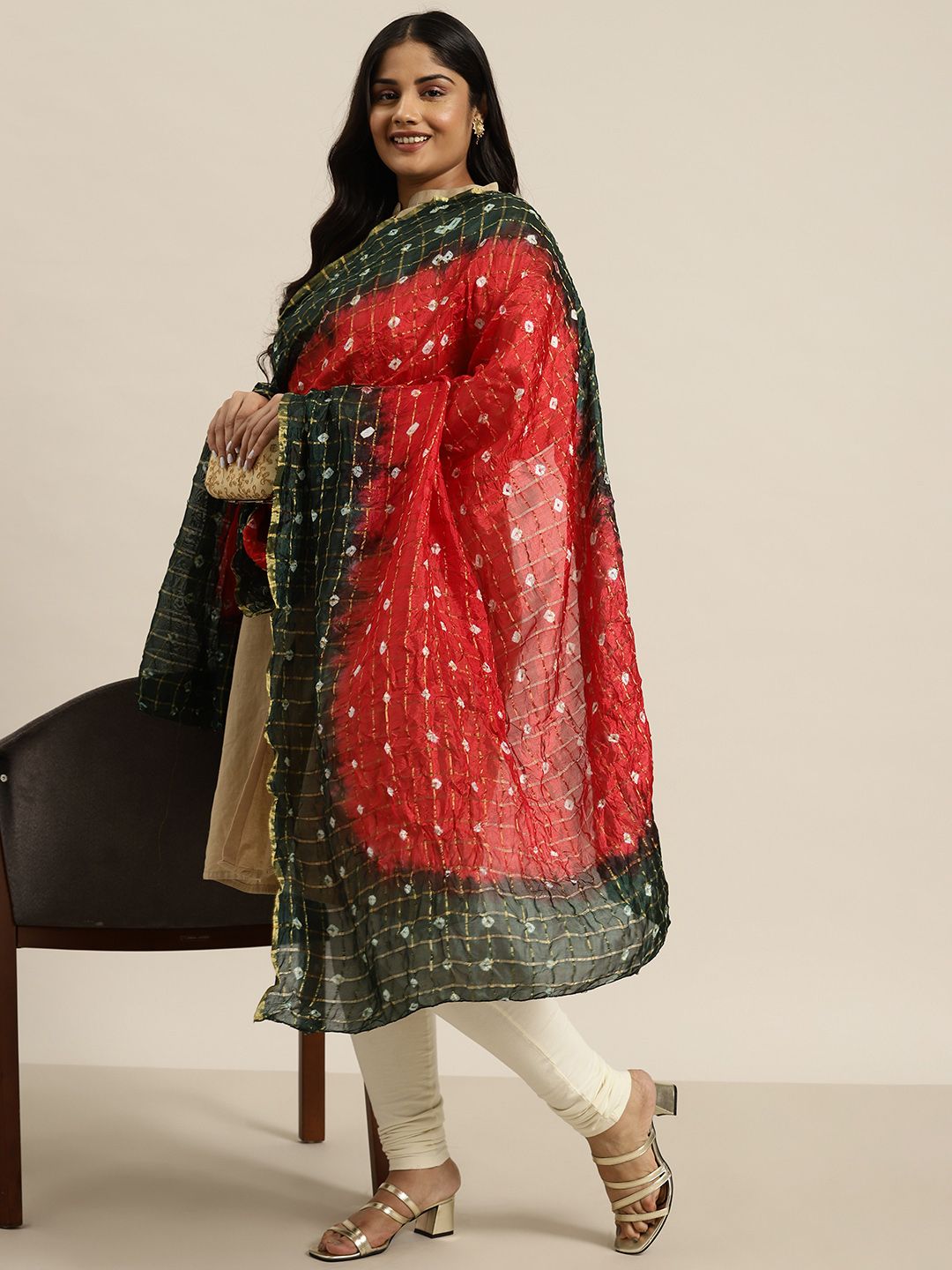 Sztori Checked Bandhani Dupatta-picture-11