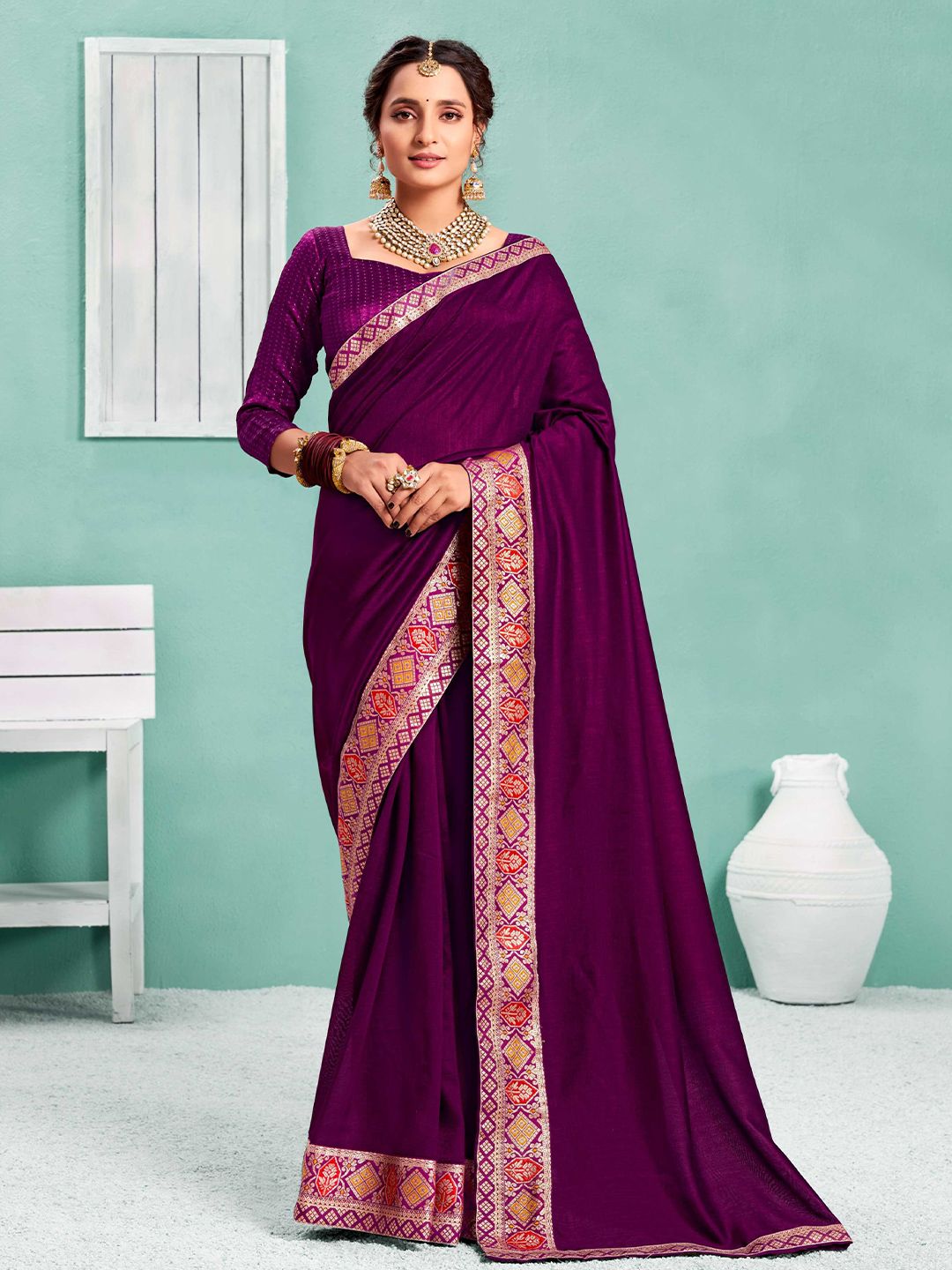 KALINI Woven Design Border Art Silk Saree
