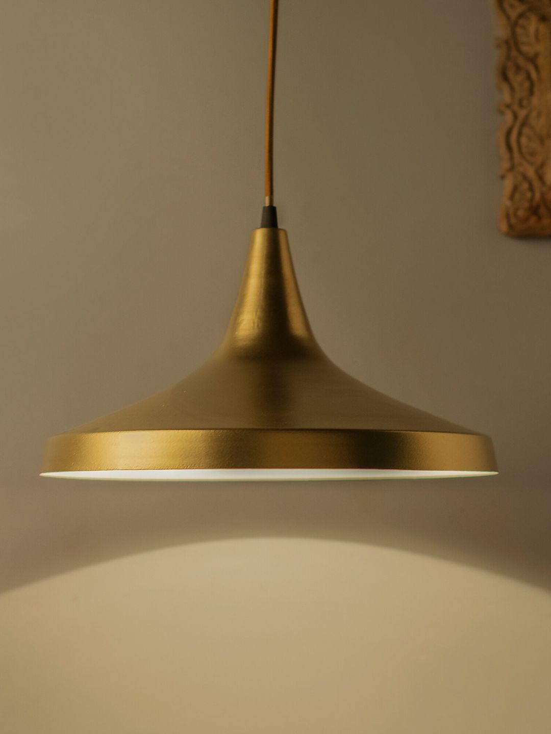Homesake Gold Toned Danish Shaped Metal Modern Hanging Pendant Lamp-picture-23