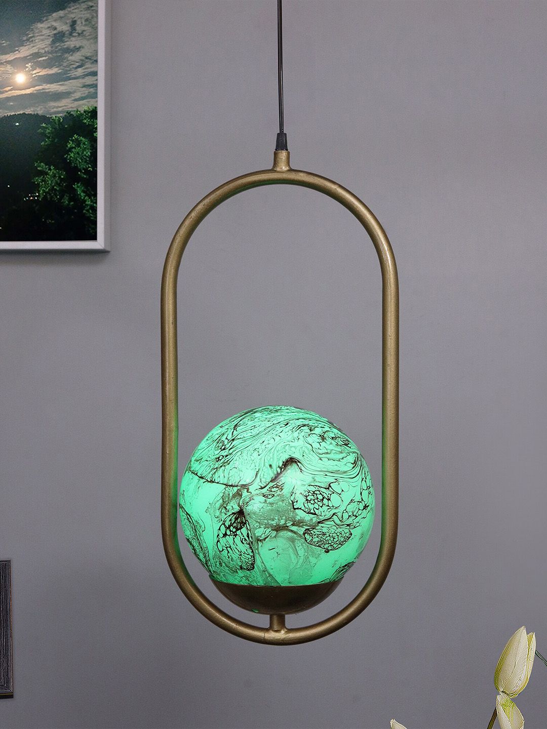 Homesake Green Printed Hanging Pendant Lamp-image-43