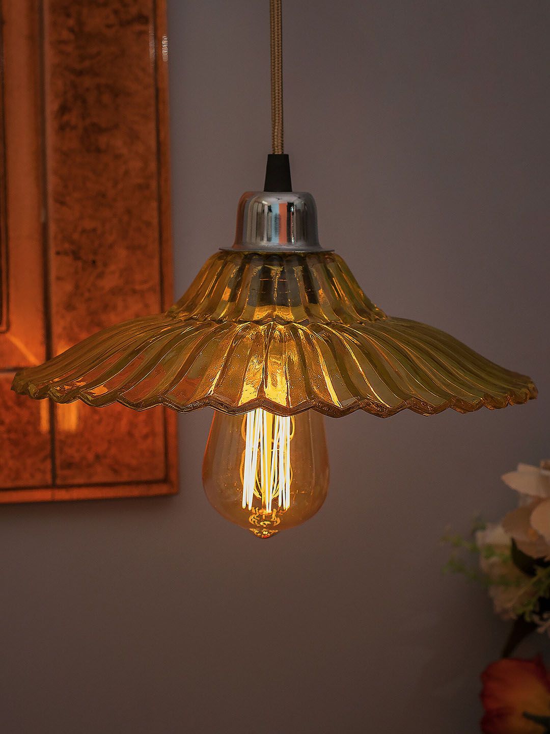 Homesake Yellow Textured Pendant Ceiling Lamp-picture-39