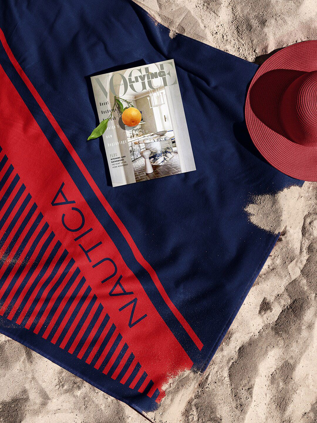 Nautica Red & Blue Striped 500 GSM Pure Cotton Bath Towels Price History