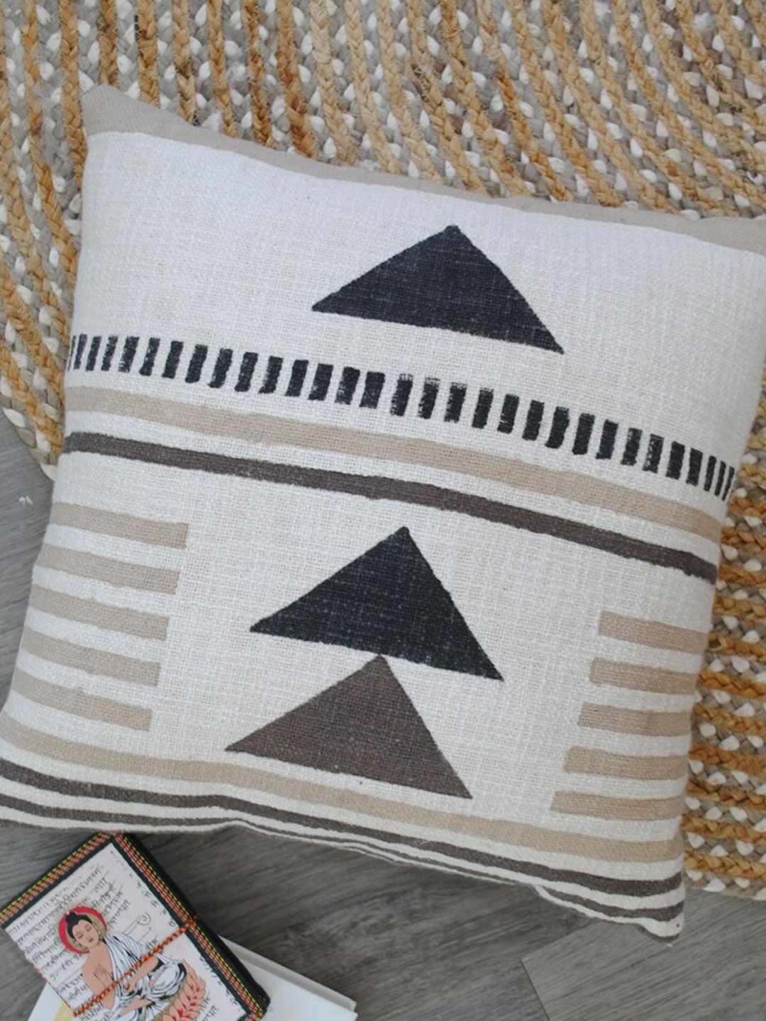 Art Avenue Silphium White & Grey Geometric Cotton Square Cushion Cover-picture-21